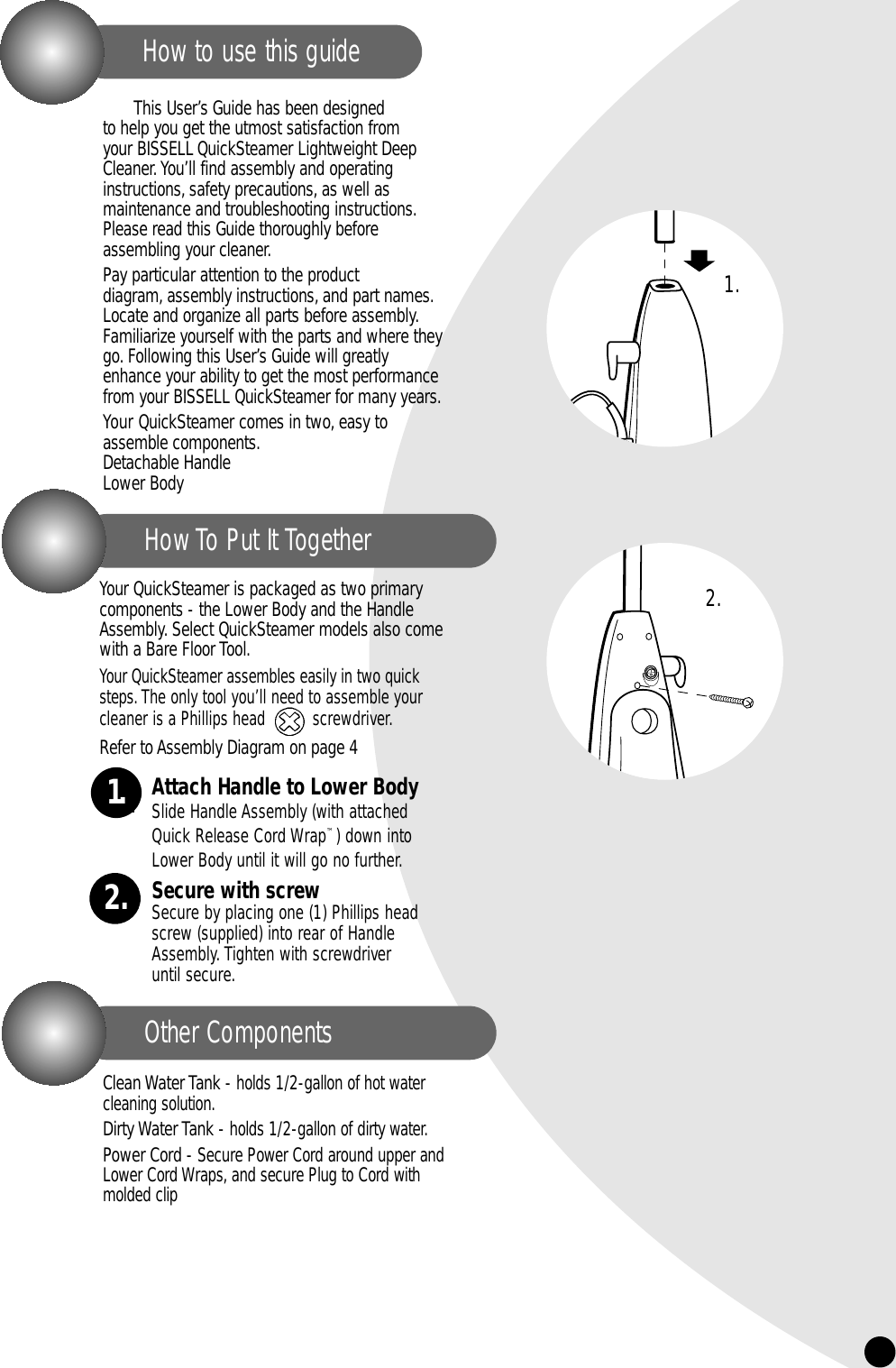 Page 5 of 12 - Bissell Bissell-Quicksteamer-1950-Users-Manual-  Bissell-quicksteamer-1950-users-manual