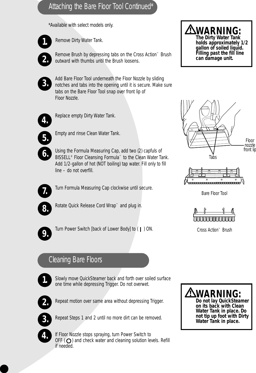 Page 8 of 12 - Bissell Bissell-Quicksteamer-1950-Users-Manual-  Bissell-quicksteamer-1950-users-manual