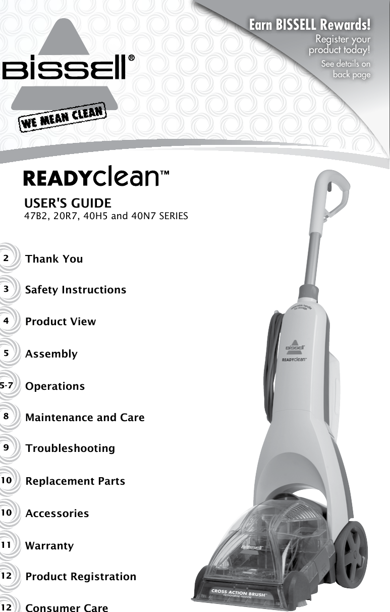 Page 1 of 12 - Bissell Bissell-Ready-Clean-47B2-Users-Manual-  Bissell-ready-clean-47b2-users-manual