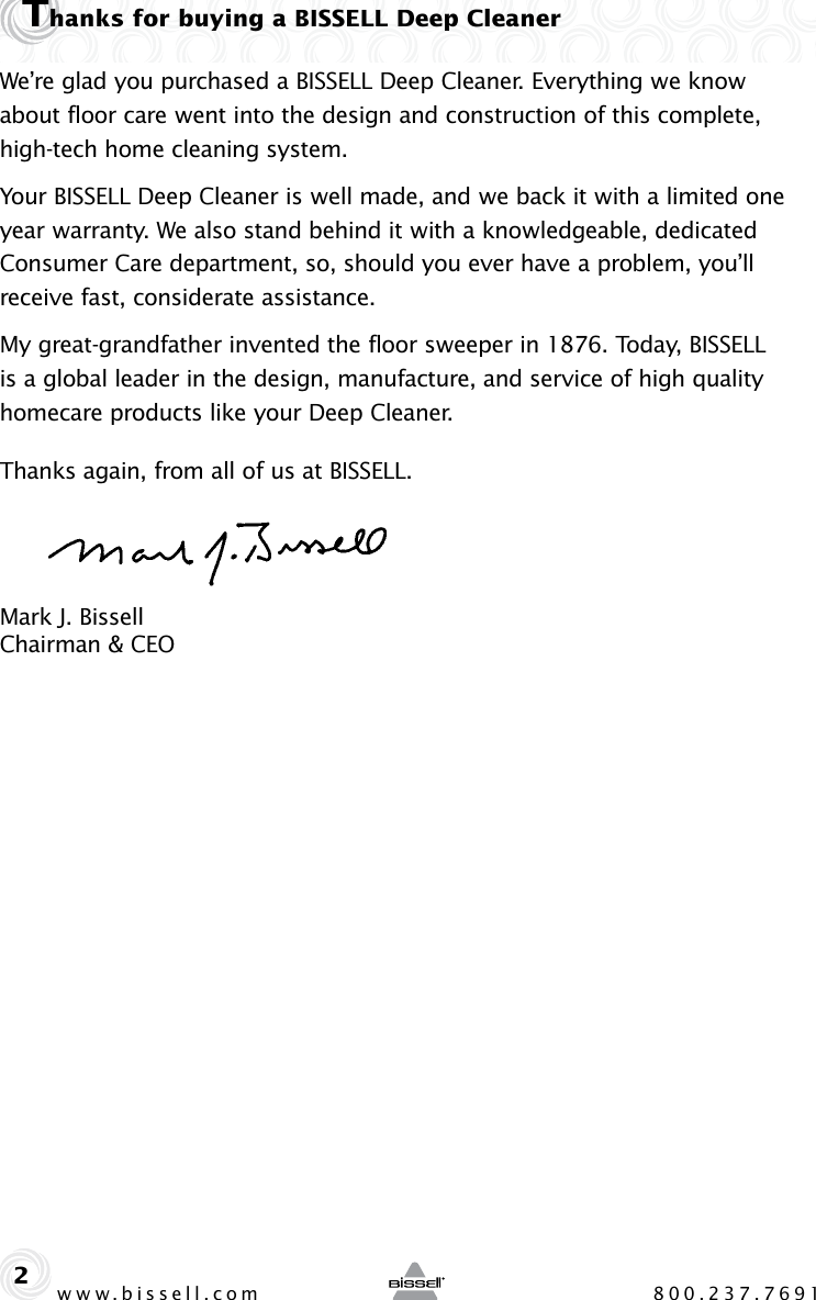 Page 2 of 12 - Bissell Bissell-Ready-Clean-47B2-Users-Manual-  Bissell-ready-clean-47b2-users-manual