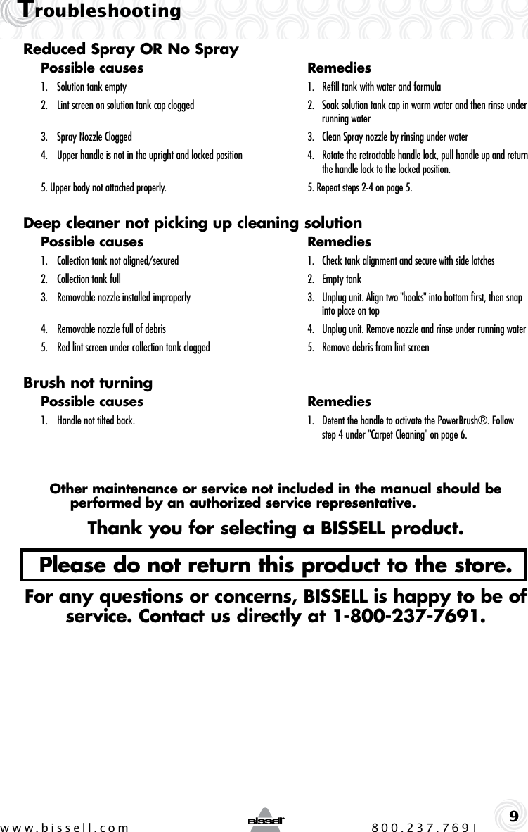 Page 9 of 12 - Bissell Bissell-Ready-Clean-47B2-Users-Manual-  Bissell-ready-clean-47b2-users-manual