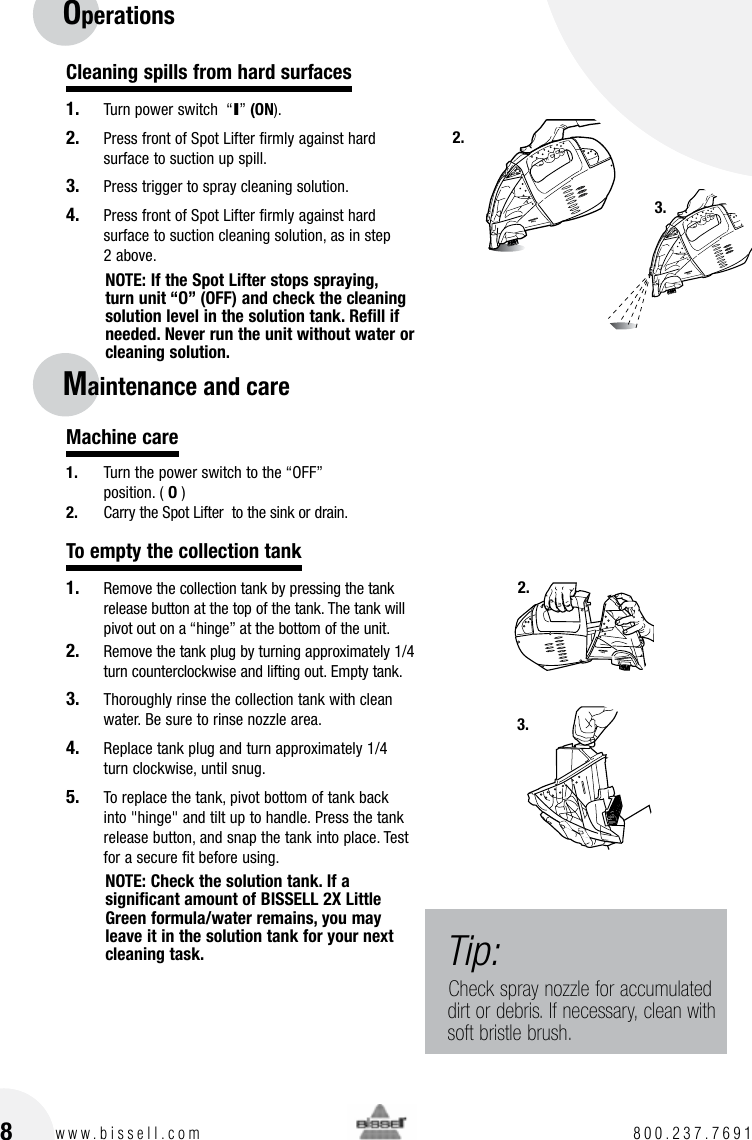 Page 8 of 12 - Bissell Bissell-Spot-Lifter-1718-Users-Manual-  Bissell-spot-lifter-1718-users-manual