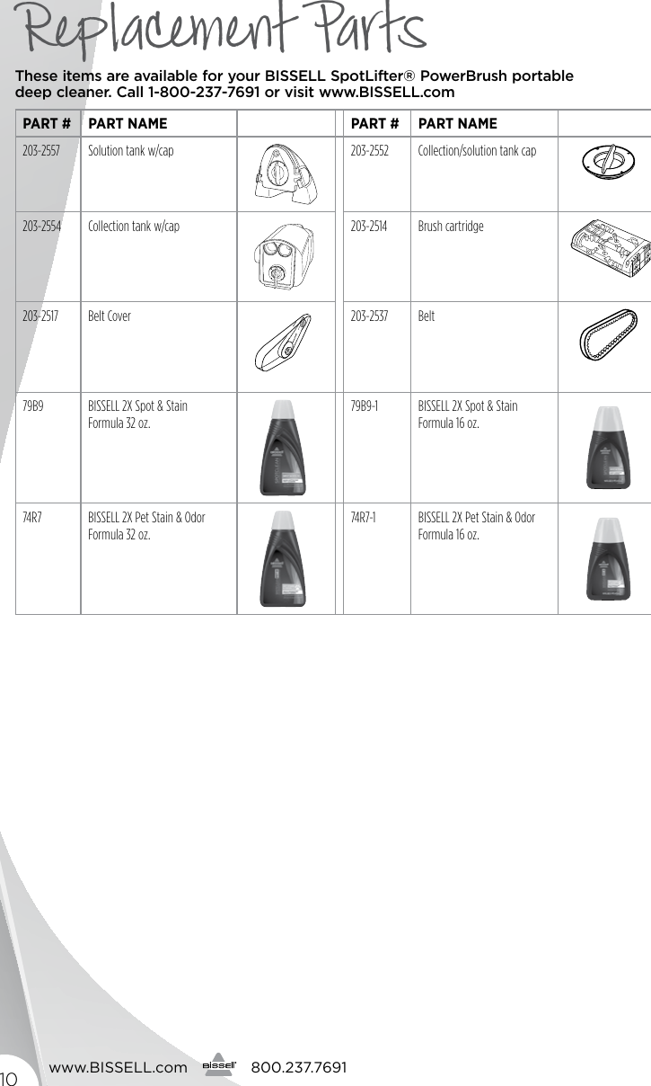 Page 10 of 12 - Bissell Bissell-Spot-Lifter-Powerbrush-1716-B-Owners-Manual