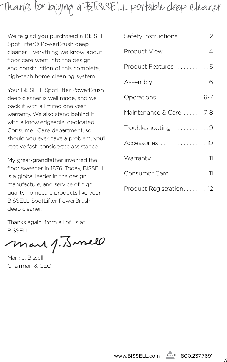 Page 3 of 12 - Bissell Bissell-Spot-Lifter-Powerbrush-1716-B-Owners-Manual