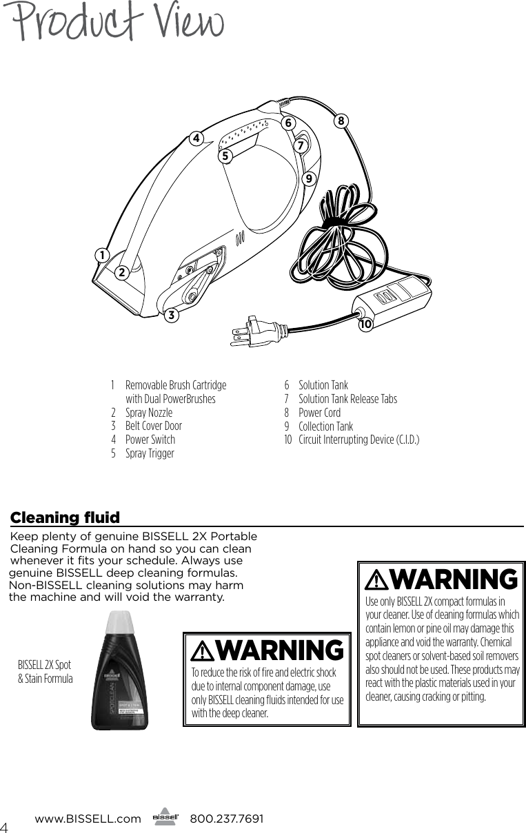 Page 4 of 12 - Bissell Bissell-Spot-Lifter-Powerbrush-1716-B-Owners-Manual