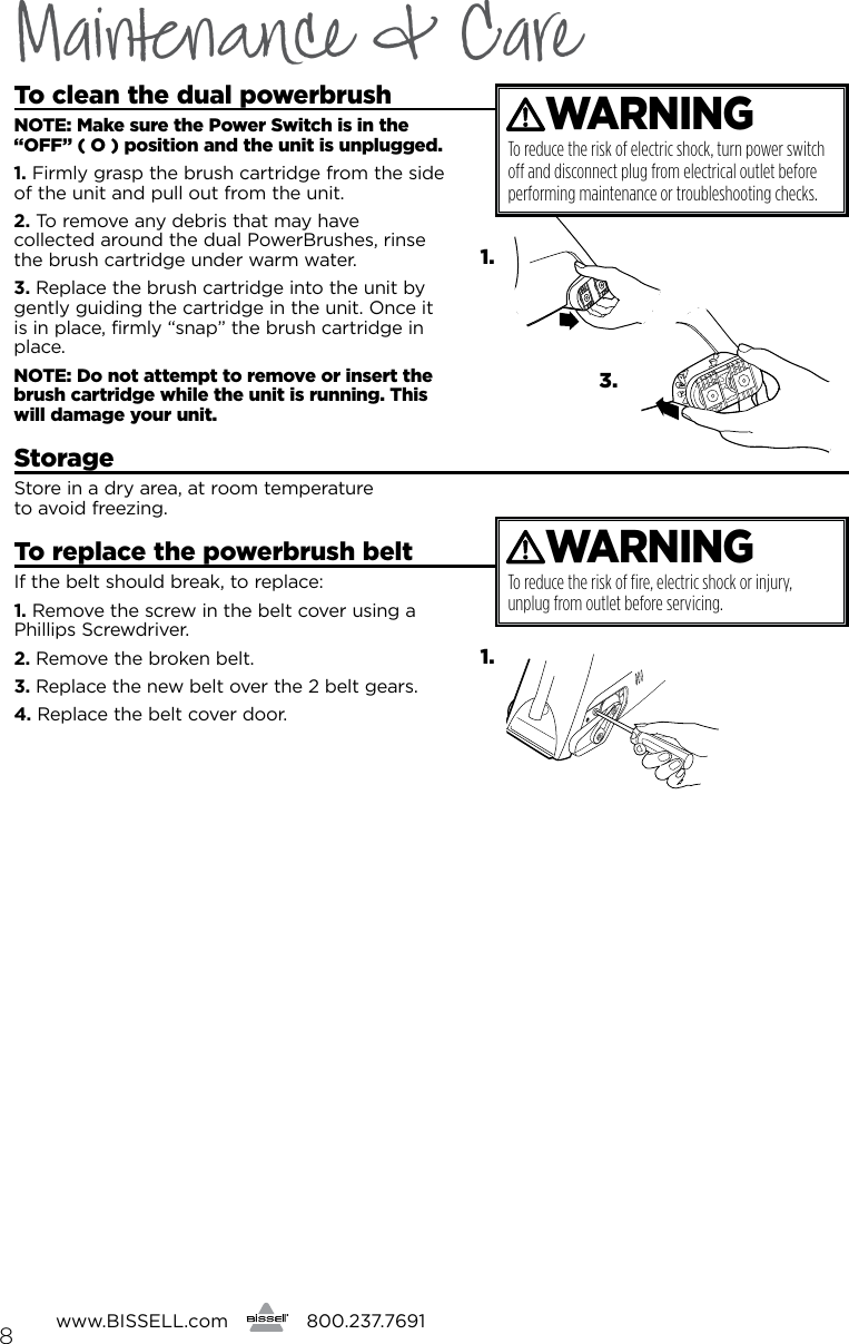 Page 8 of 12 - Bissell Bissell-Spot-Lifter-Powerbrush-1716-B-Owners-Manual