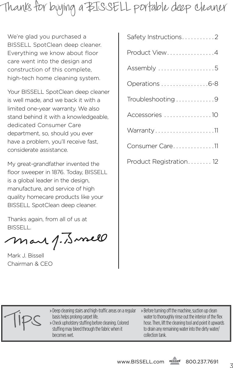 Page 3 of 12 - Bissell Bissell-Spotbot-Pet-33N8T-Owners-Manual