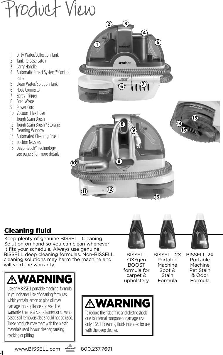 Page 4 of 12 - Bissell Bissell-Spotbot-Pet-33N8T-Owners-Manual