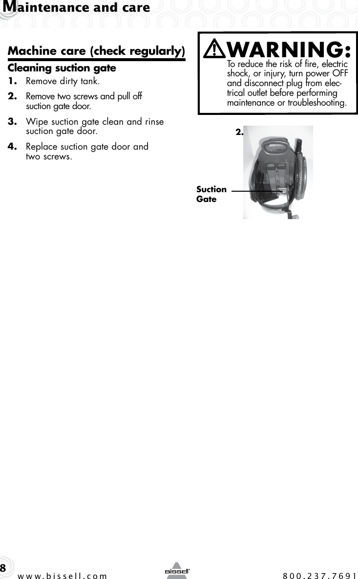 Page 8 of 12 - Bissell Bissell-Spotclean-Pro-3624-Owners-Manual