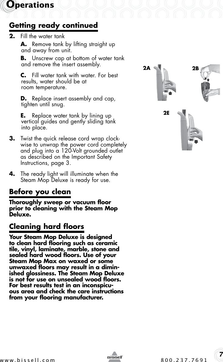 Page 7 of 12 - Bissell Bissell-Steam-Mop-Deluxe-31N1-Owners-Manual