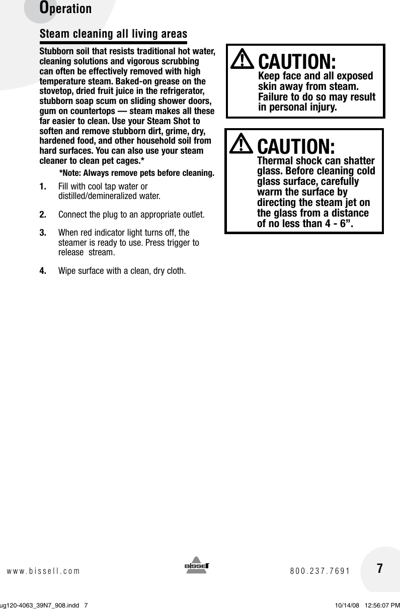 Page 7 of 12 - Bissell Bissell-Steam-Shot-39N7-Users-Manual-  Bissell-steam-shot-39n7-users-manual