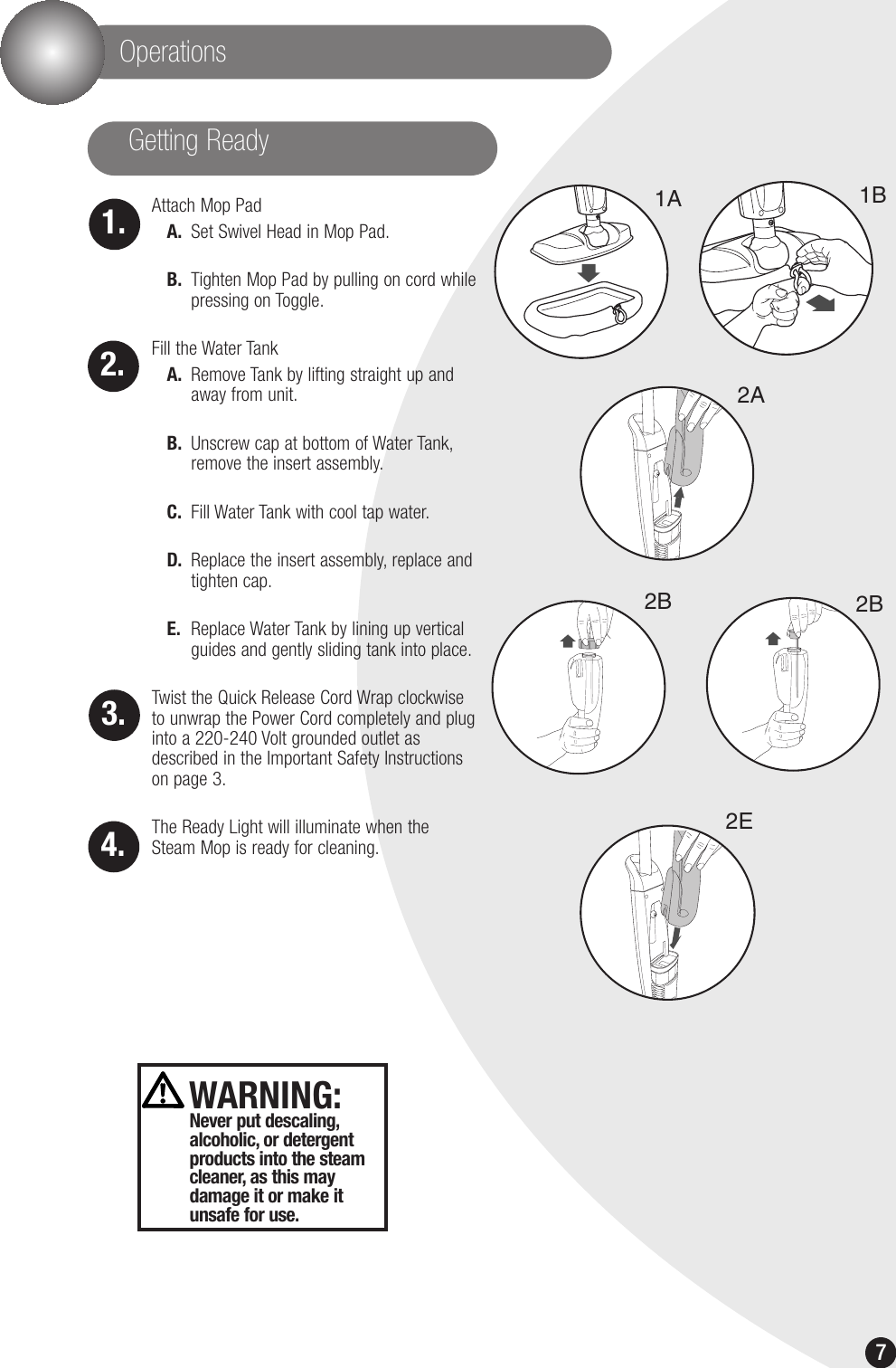 Page 7 of 12 - Bissell Bissell-Steammop-1867-Users-Manual- Ug603-5531¥1867E¥104  Bissell-steammop-1867-users-manual