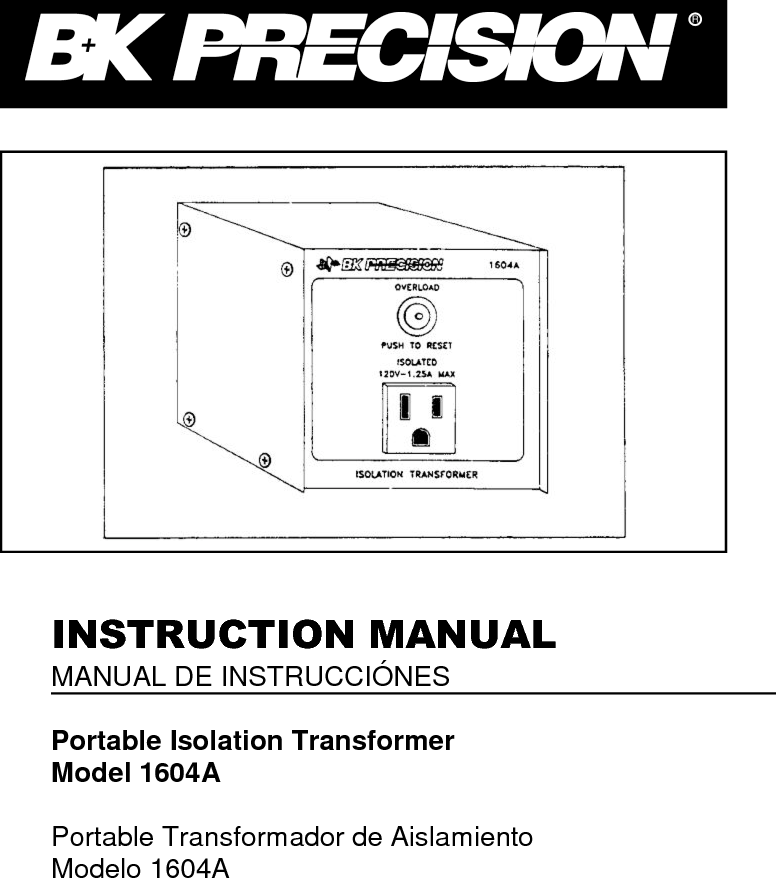 Page 1 of 5 - Bk 1604A Manual User