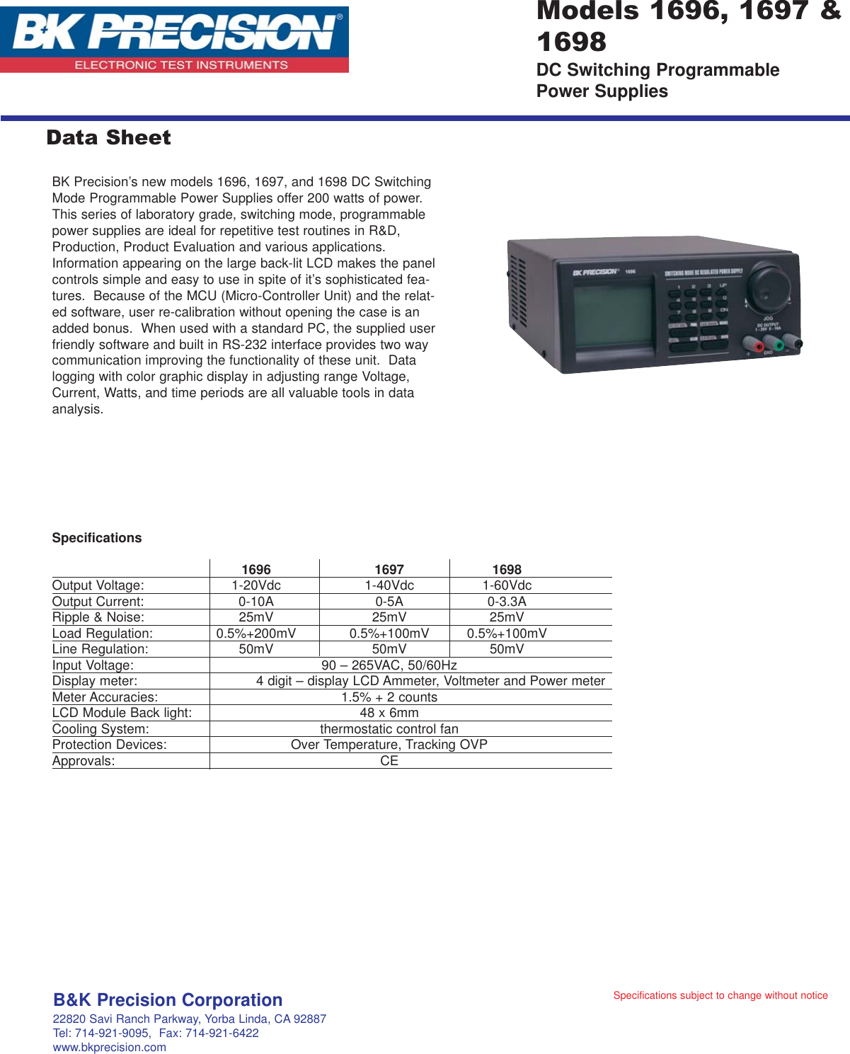 Page 1 of 1 - 7  1698 Datasheet