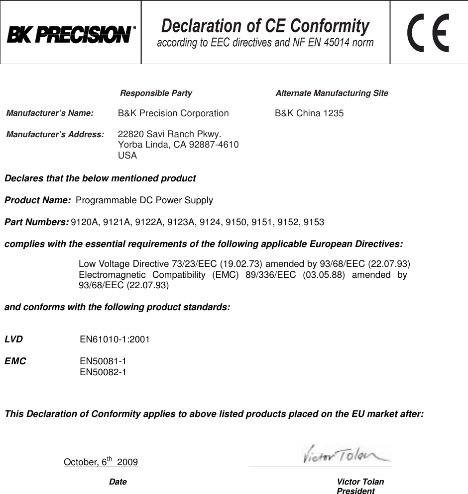 Page 1 of 1 - CE Decl 9120A Etal