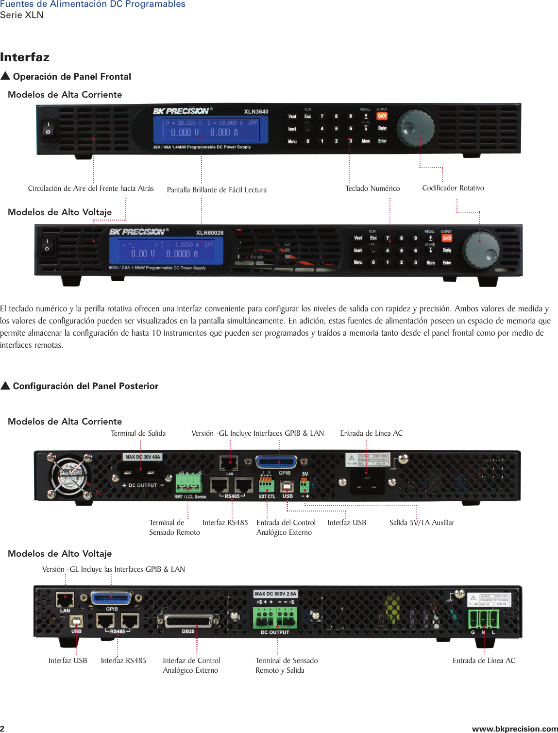 Page 2 of 5 - XLN3640, XLN6024, XLN8018 And XLN10014, XLN15010, XLN30052, XL6 XLN Hoja De Datos