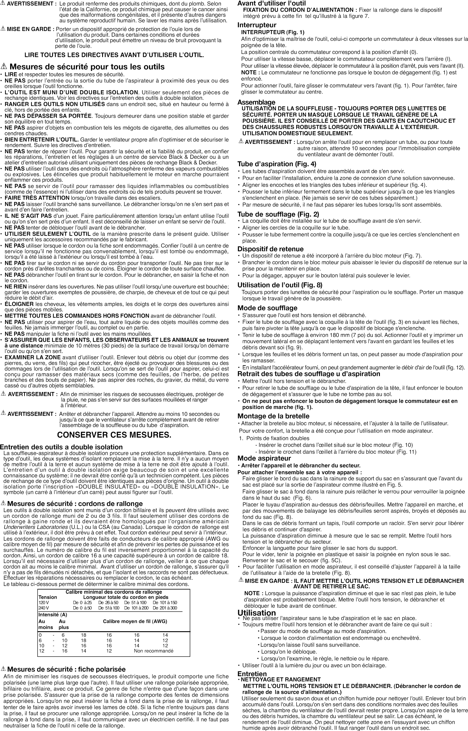 Page 3 of 5 - Black & Decker BV4000 TYPE 1 User Manual  BLOWER - Manuals And Guides 1401491L