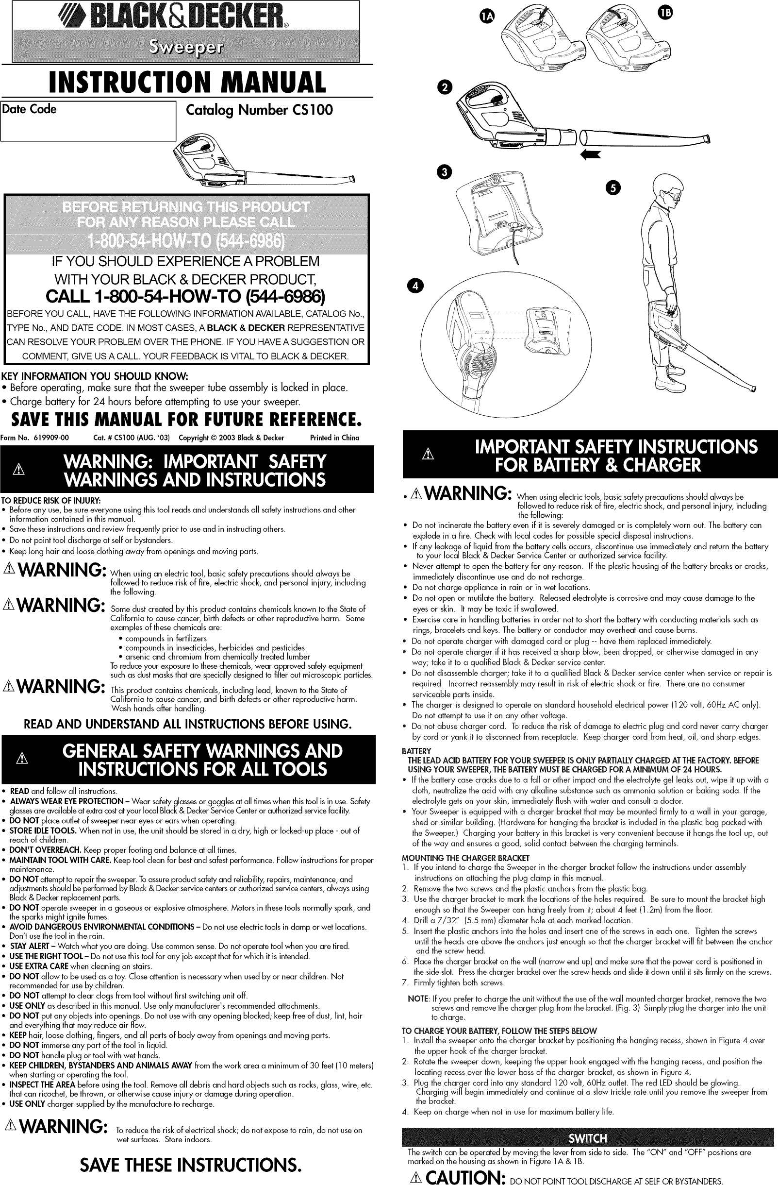 Page 5 of 8 - Black & Decker CS100 TYPE 1 User Manual  BLOWER - Manuals And Guides 1402027L