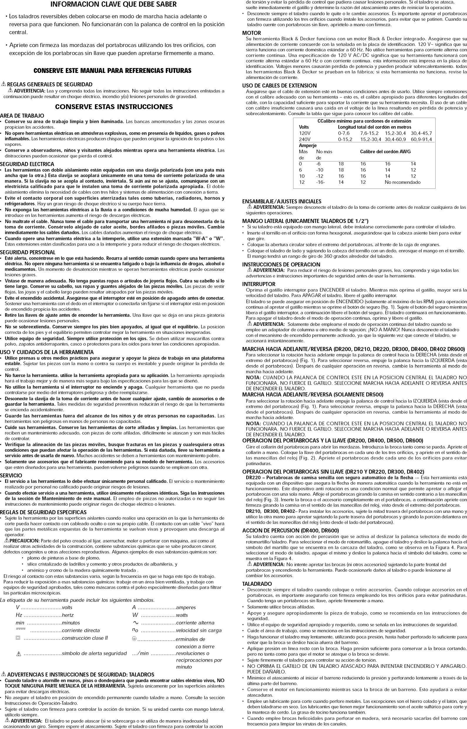 Page 4 of 5 - Black & Decker DR600 TYPE 1 User Manual  DRILL HAMMER - Manuals And Guides 1509119L