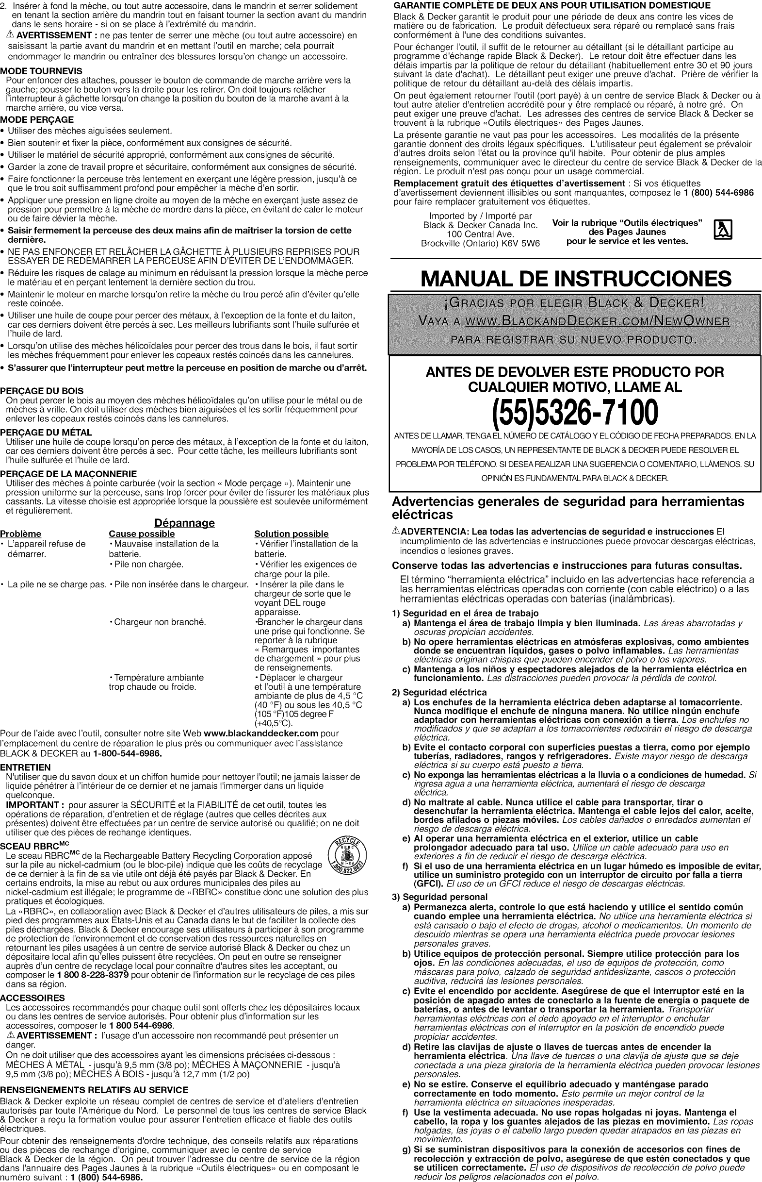 Page 5 of 7 - Black & Decker GC1800 TYPE 1 User Manual  CORDLESS DRILL - Manuals And Guides 1402312L