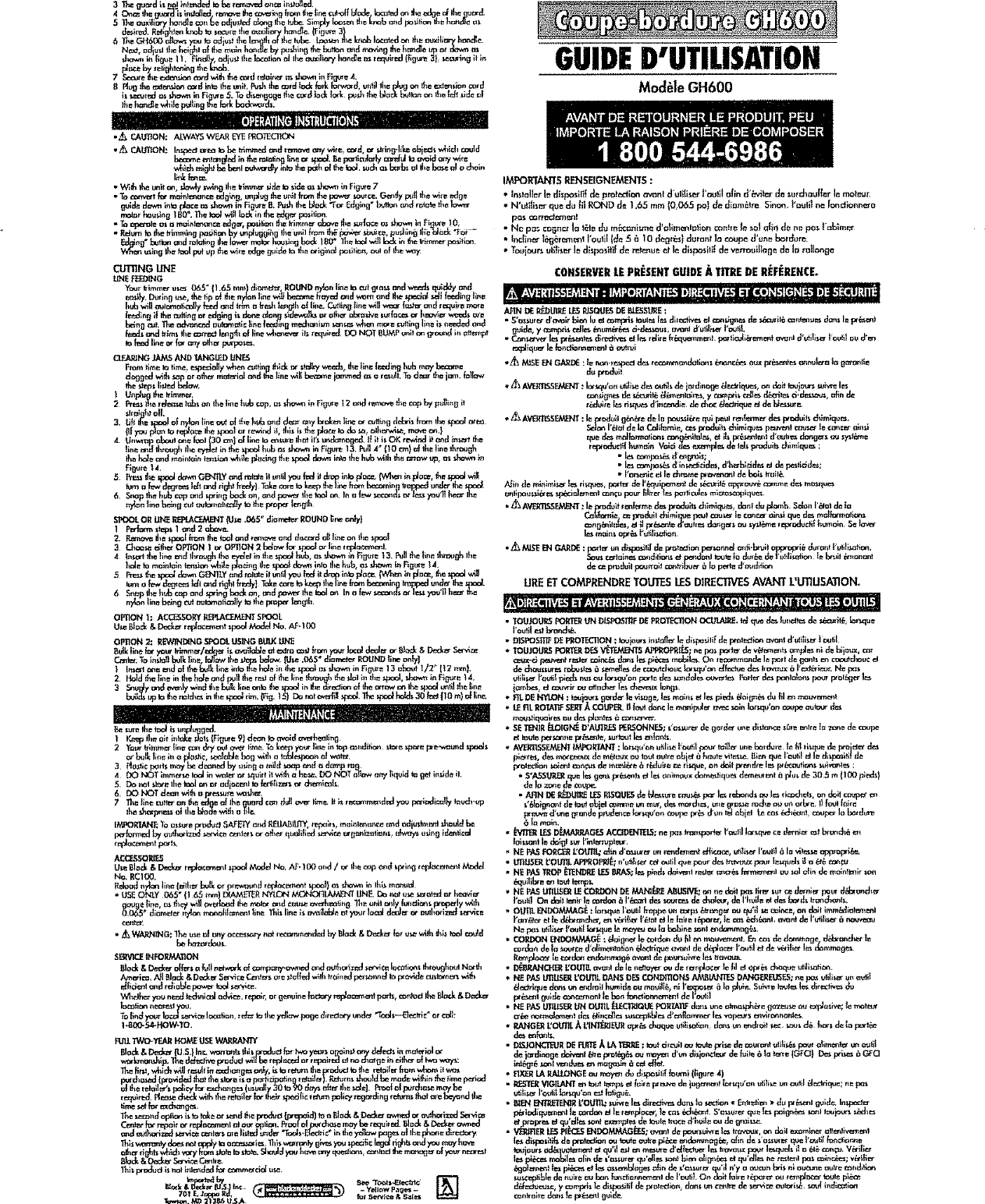 Black & Decker GH600TY1 User Manual TRIMMER/EDGER Manuals And Guides