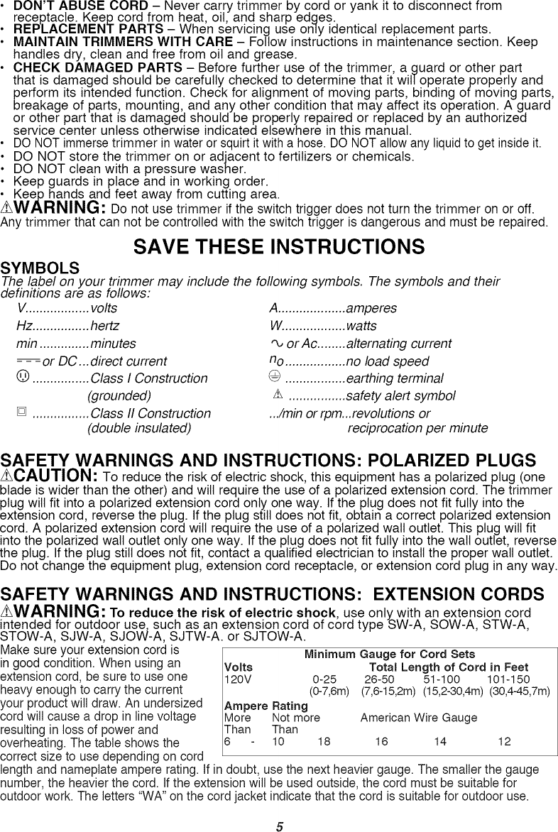 Page 5 of 11 - Black & Decker GH900 TYPE 1 User Manual  TRIMMER - Manuals And Guides 1403485L