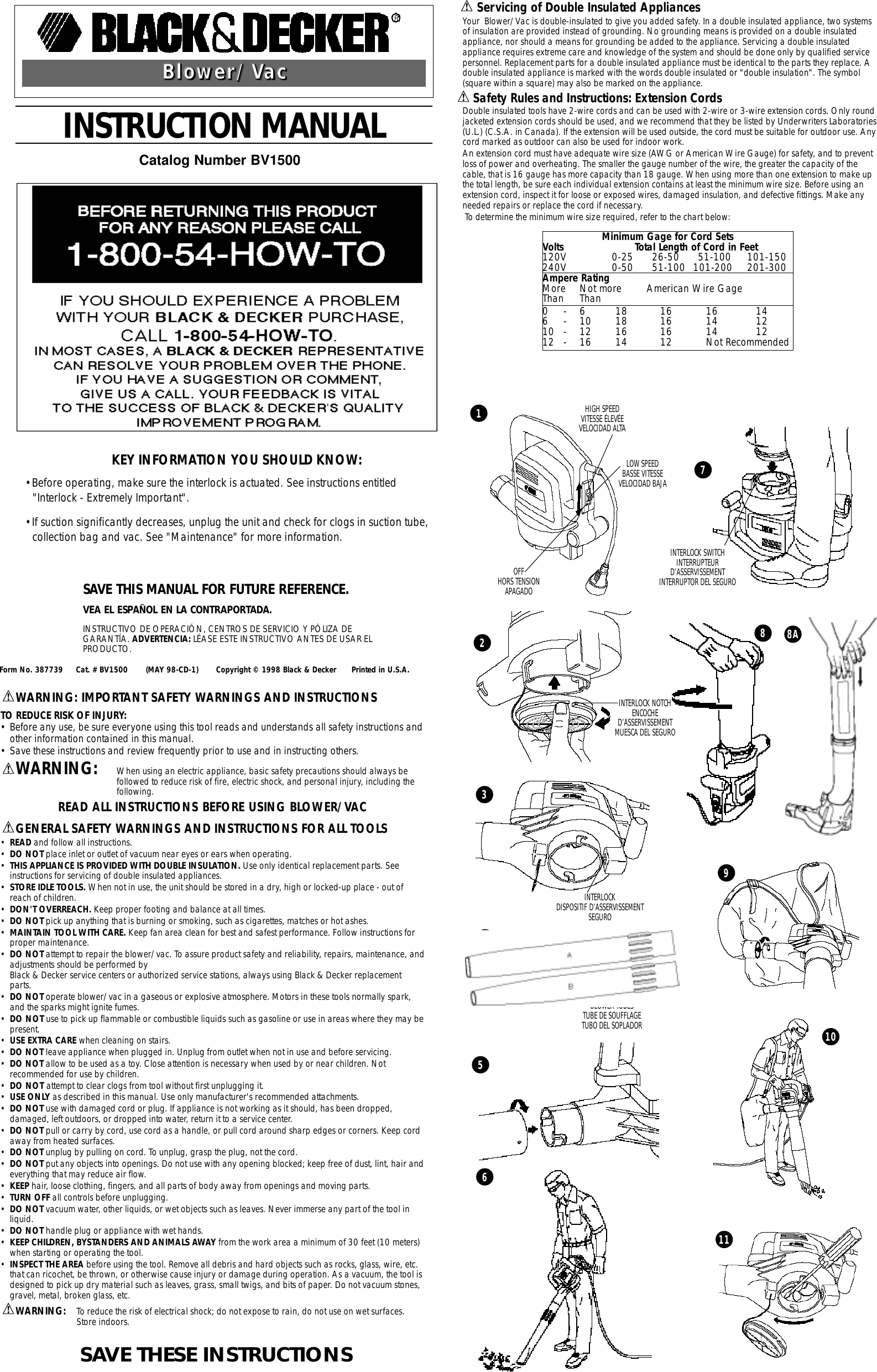 Page 1 of 4 - Black-And-Decker Black-And-Decker-387739-Instruction-Manual- *BV1500 Manual  Black-and-decker-387739-instruction-manual