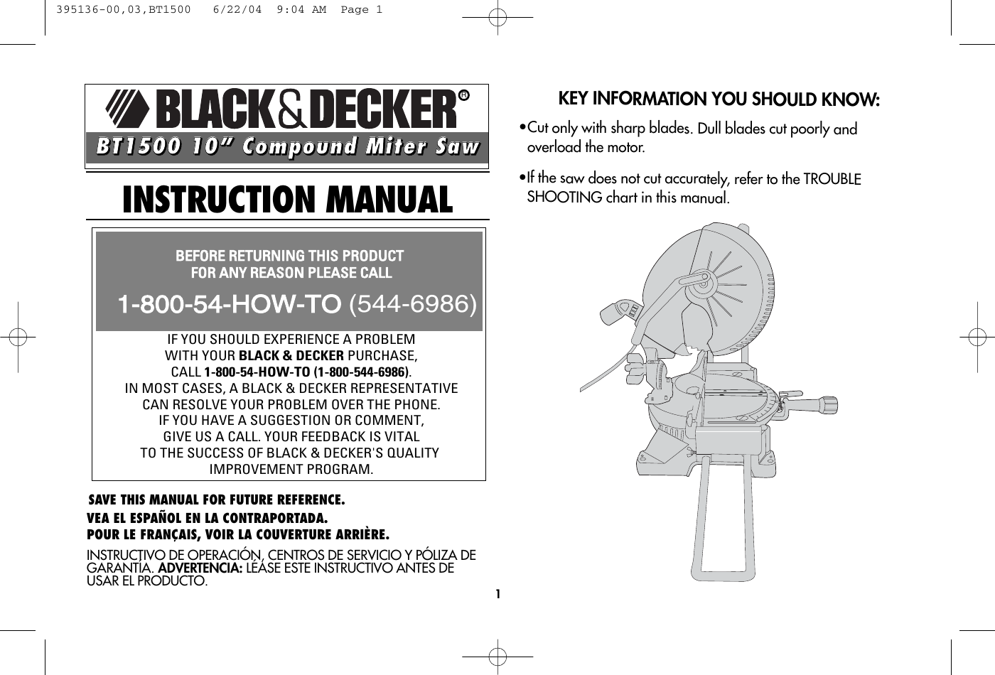 Black And Decker 395136 00 Instruction Manual 00 03 BT1500