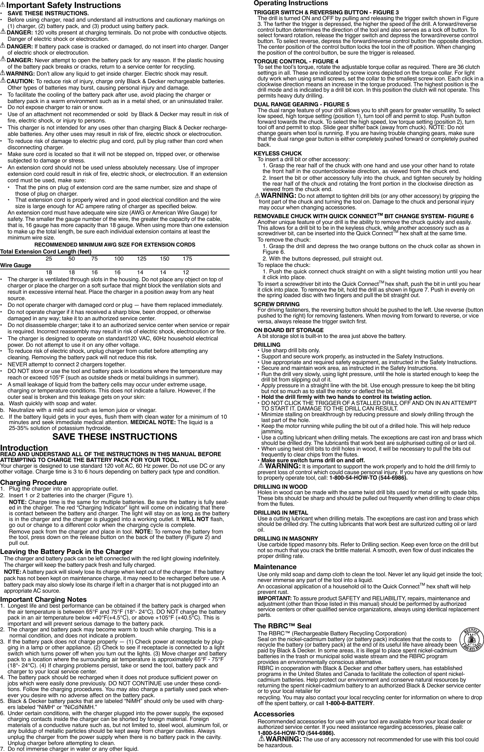 Page 2 of 6 - Black-And-Decker Black-And-Decker-497158-33-Instruction-Manual- 497158-33-00 HPD1402 HPD1802  Black-and-decker-497158-33-instruction-manual