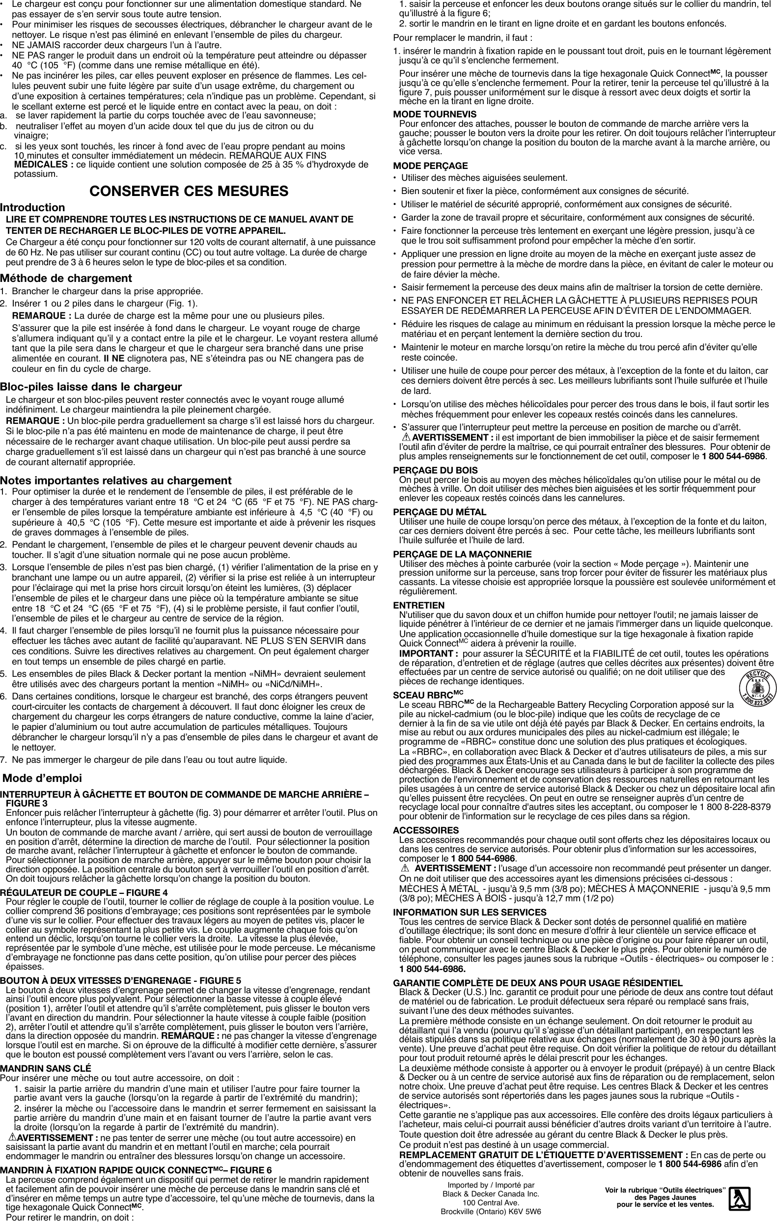 Page 4 of 6 - Black-And-Decker Black-And-Decker-497158-33-Instruction-Manual- 497158-33-00 HPD1402 HPD1802  Black-and-decker-497158-33-instruction-manual