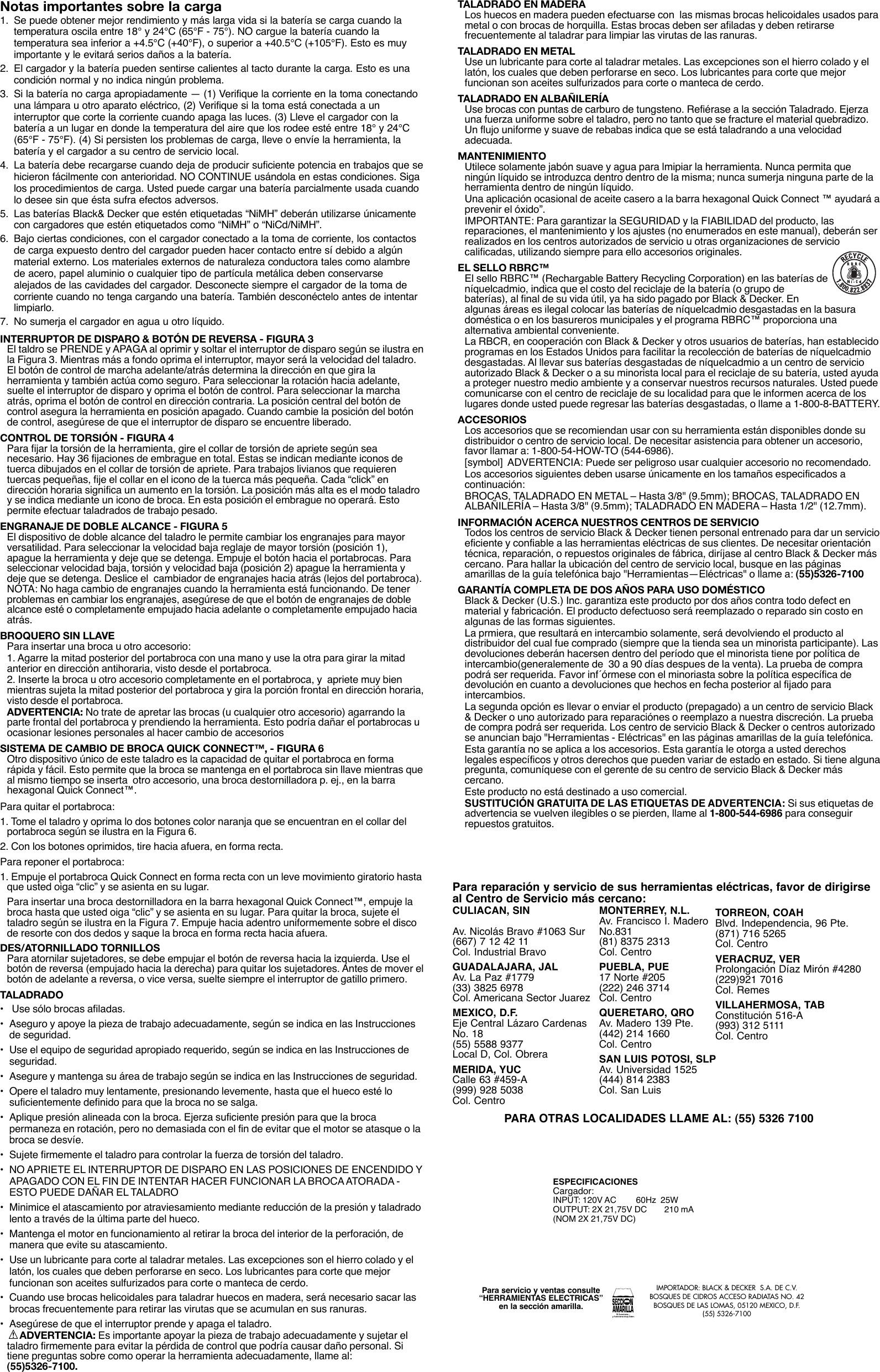 Page 6 of 6 - Black-And-Decker Black-And-Decker-497158-33-Instruction-Manual- 497158-33-00 HPD1402 HPD1802  Black-and-decker-497158-33-instruction-manual