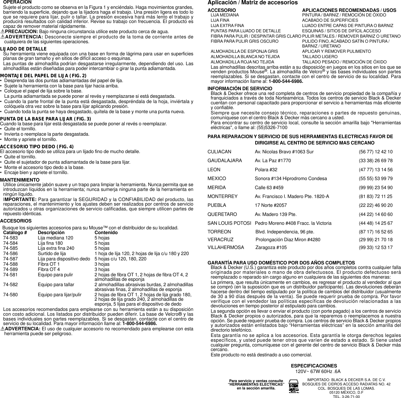 Page 5 of 5 - Black-And-Decker Black-And-Decker-582268-00-Instruction-Manual- 582268-00 MS500 Sander  Black-and-decker-582268-00-instruction-manual