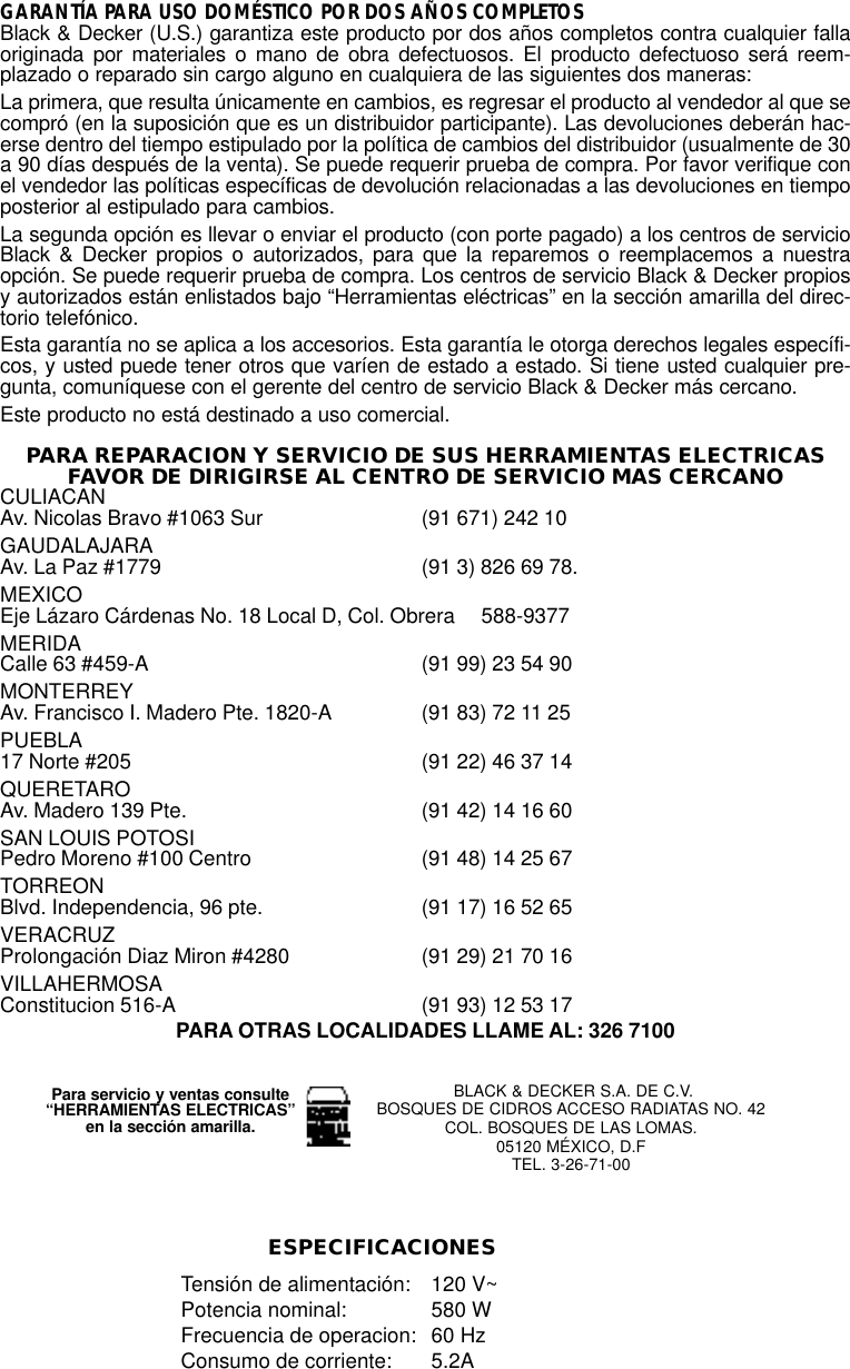 Page 5 of 5 - Black-And-Decker Black-And-Decker-607527-00-Instruction-Manual- 607527-00 BR300 Belt Sander  Black-and-decker-607527-00-instruction-manual