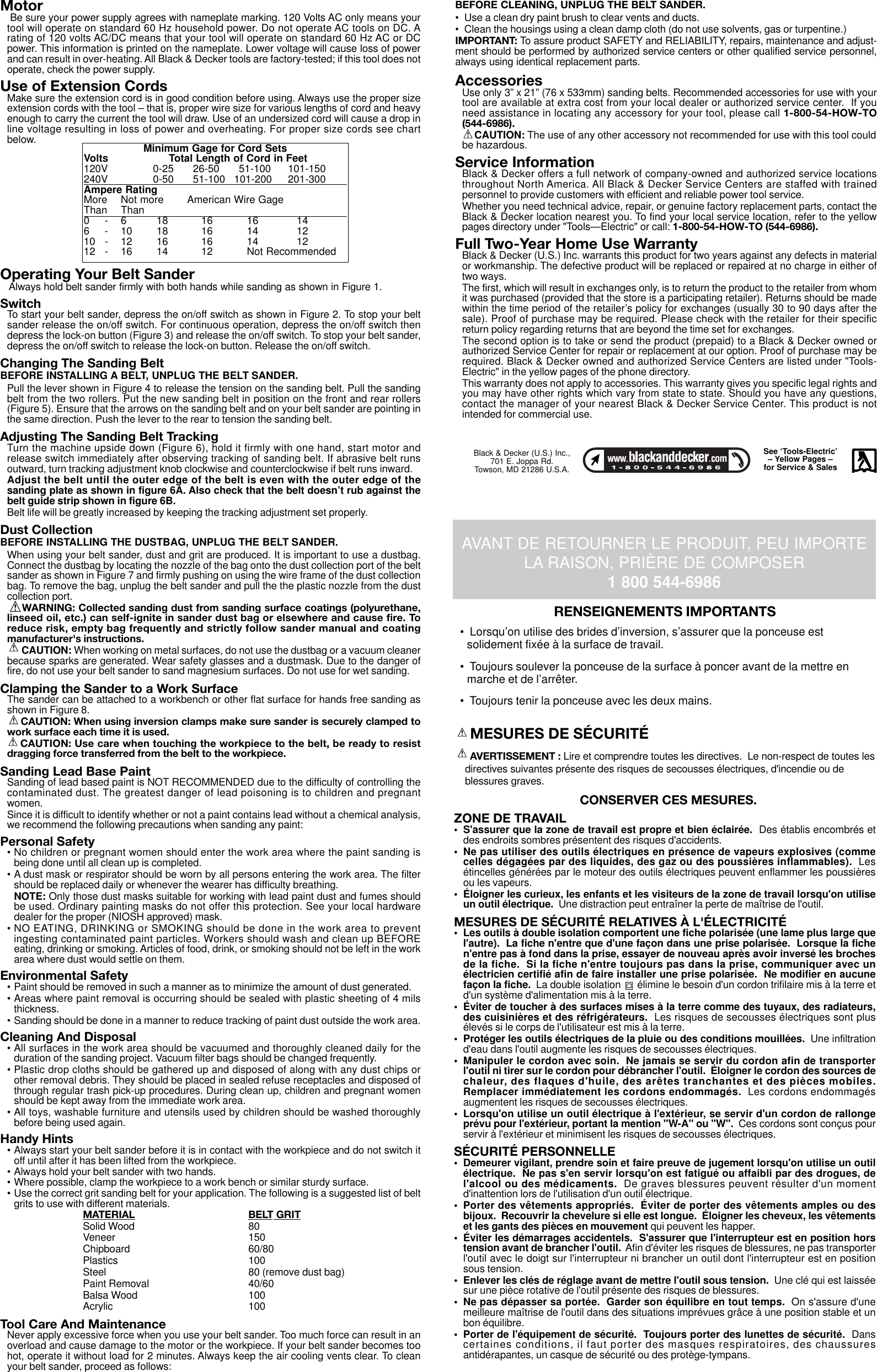 Page 2 of 5 - Black-And-Decker Black-And-Decker-622392-00-Instruction-Manual- 622392-00 BR400 Belt Sander  Black-and-decker-622392-00-instruction-manual