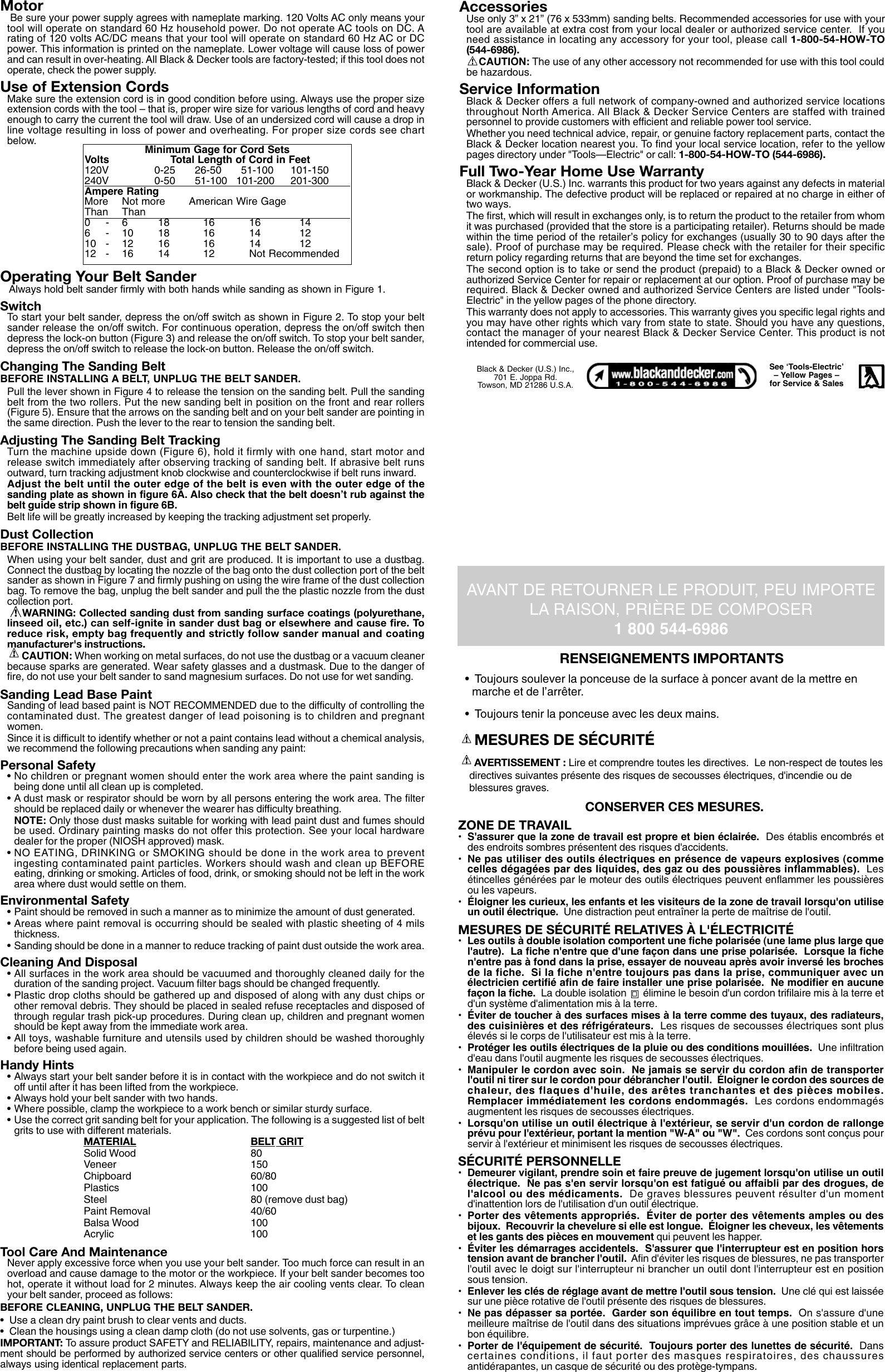 Page 2 of 5 - Black-And-Decker Black-And-Decker-626257-00-Instruction-Manual- Print 622392-00 BR400 Belt Sander  Black-and-decker-626257-00-instruction-manual