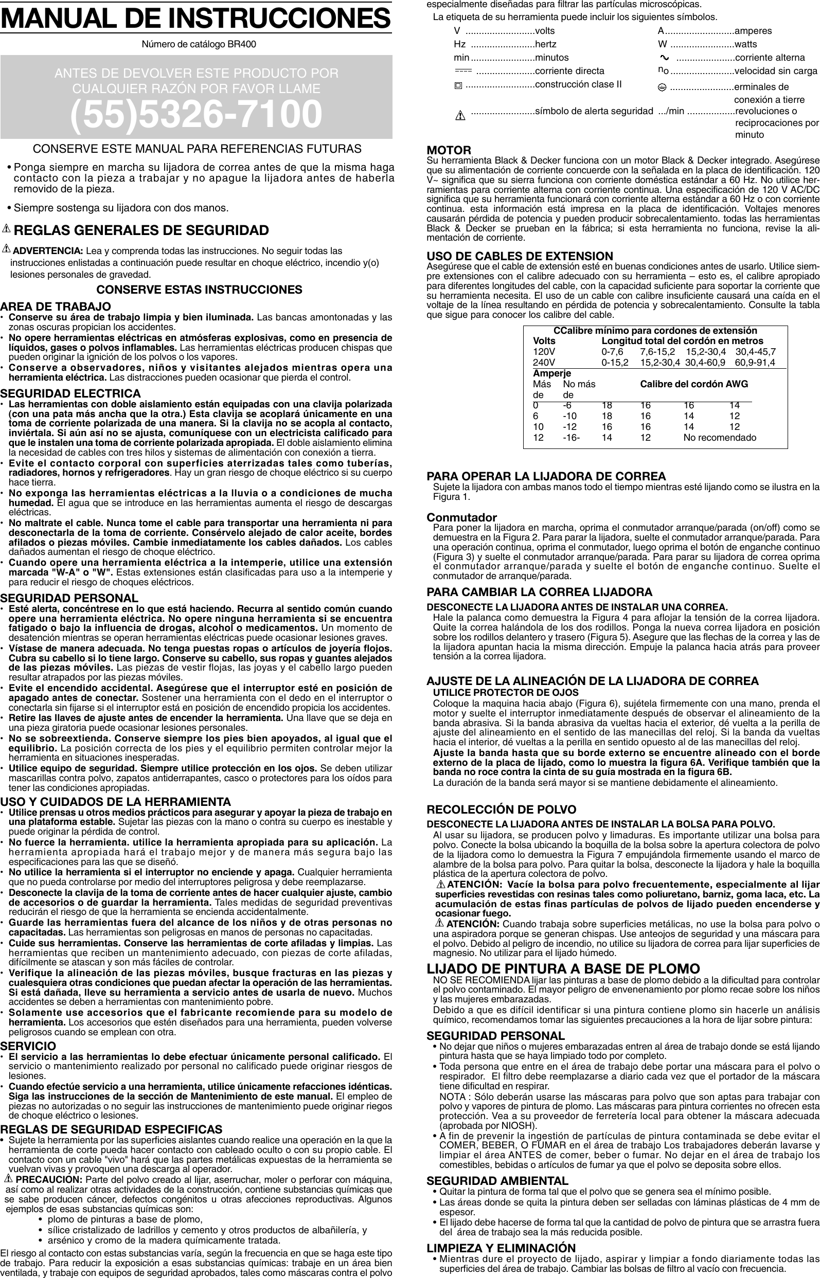 Page 4 of 5 - Black-And-Decker Black-And-Decker-626257-00-Instruction-Manual- Print 622392-00 BR400 Belt Sander  Black-and-decker-626257-00-instruction-manual