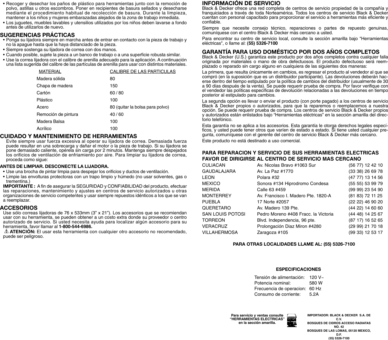 Page 5 of 5 - Black-And-Decker Black-And-Decker-626257-00-Instruction-Manual- Print 622392-00 BR400 Belt Sander  Black-and-decker-626257-00-instruction-manual