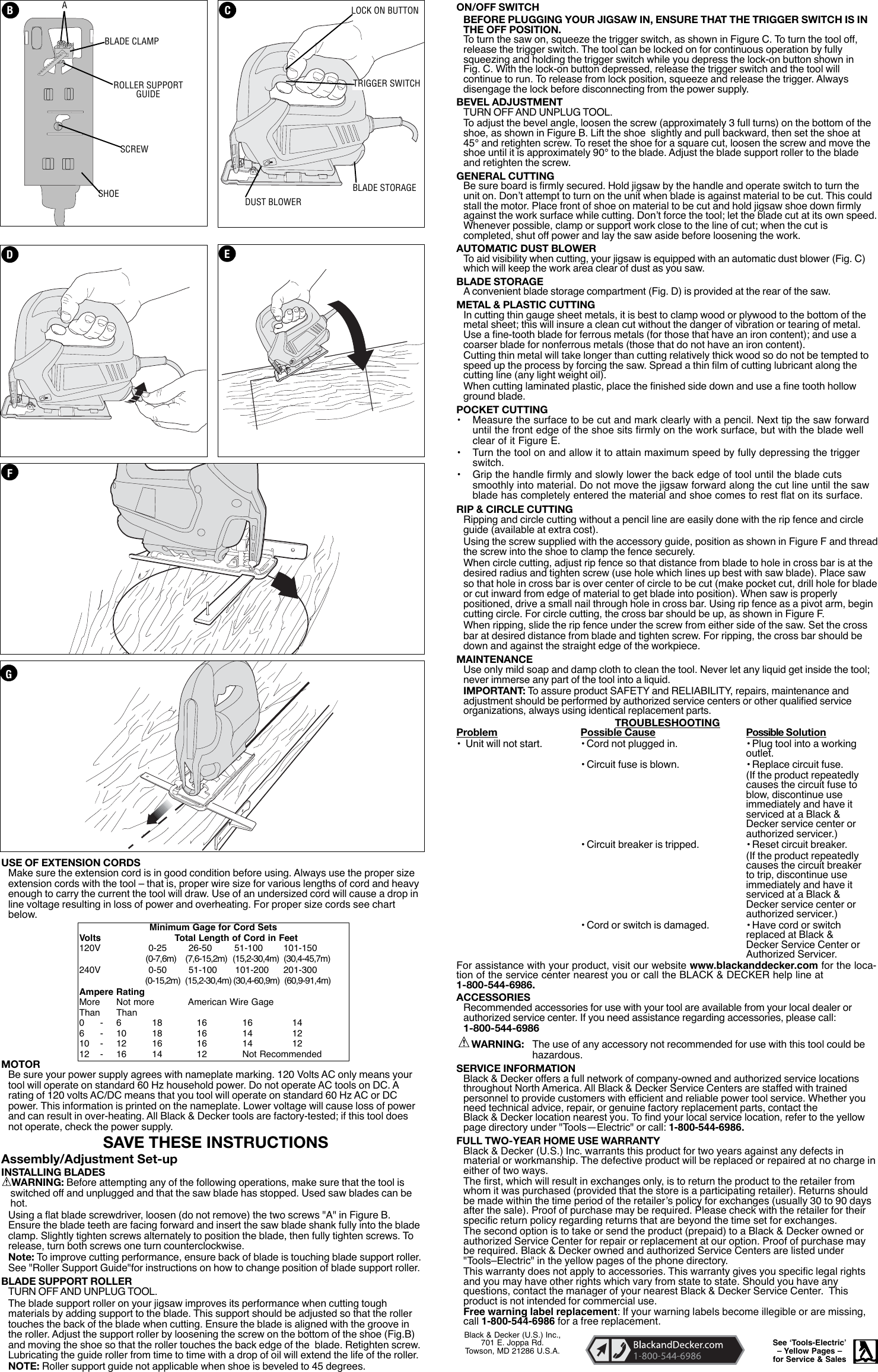 Black And Decker 7662 Instruction Manual 90510243 JIGSAW