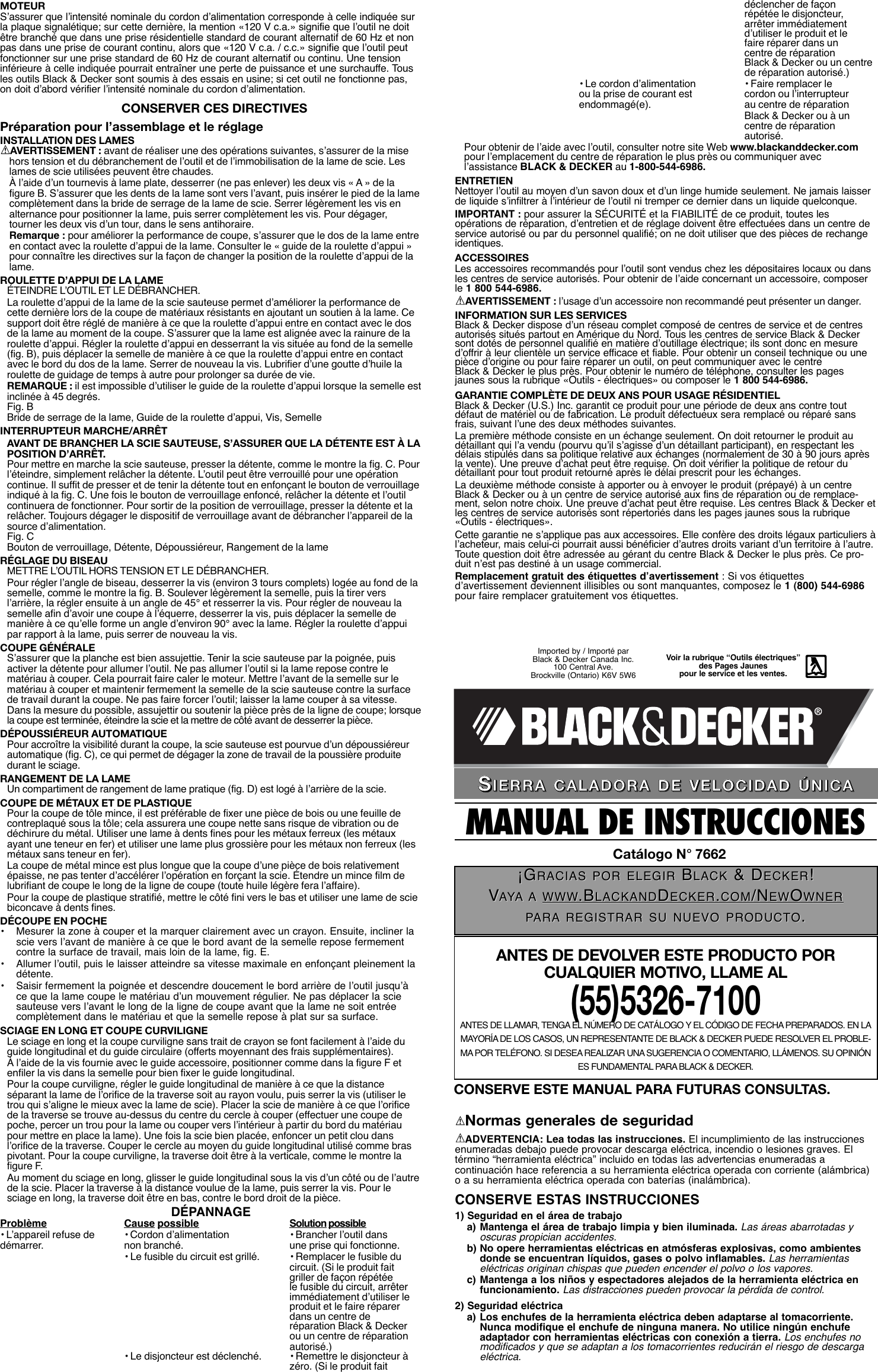 Page 4 of 6 - Black-And-Decker Black-And-Decker-7662-Instruction-Manual- 90510243 7662 JIGSAW  Black-and-decker-7662-instruction-manual