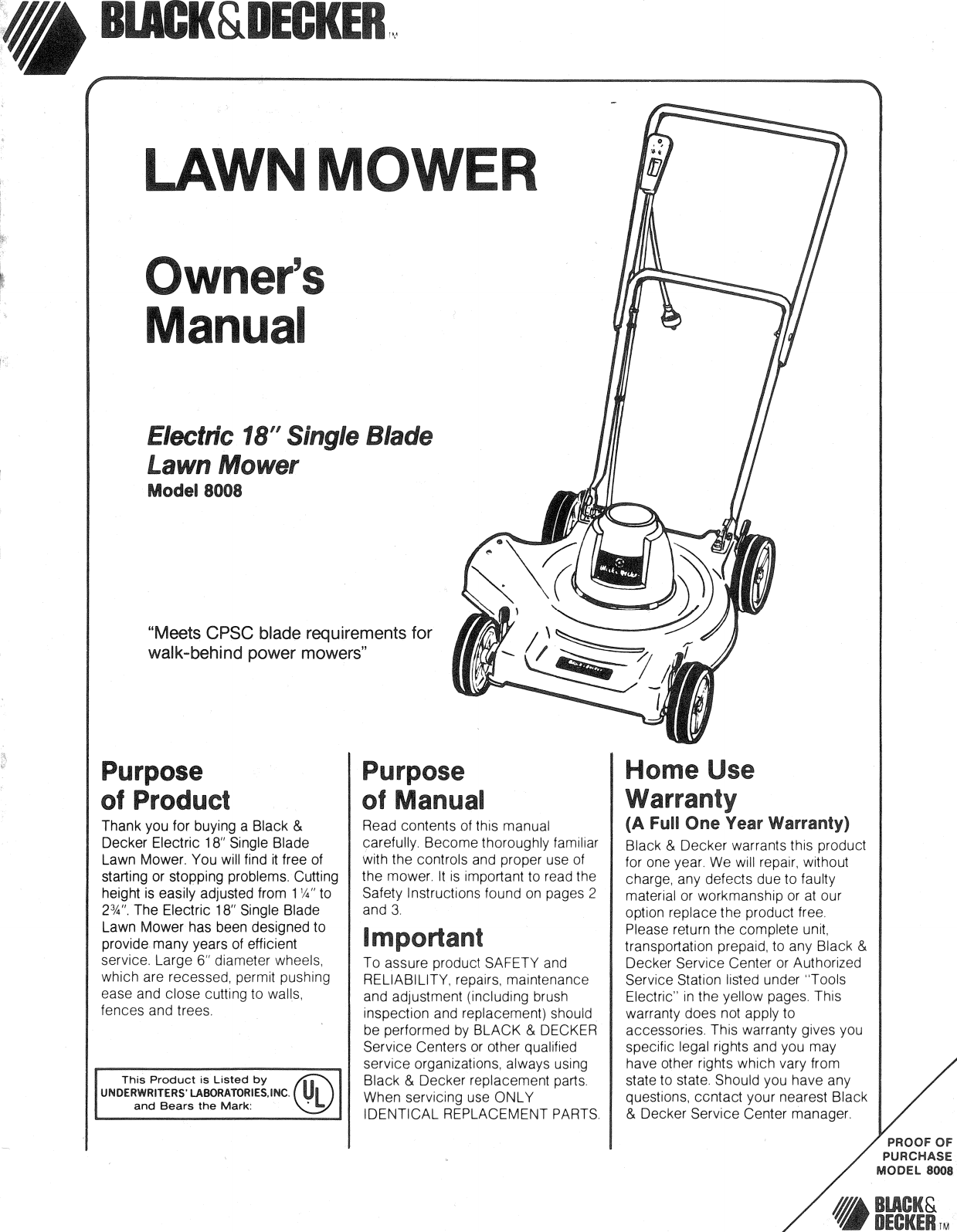 Black And Decker 8008 Owners Manual