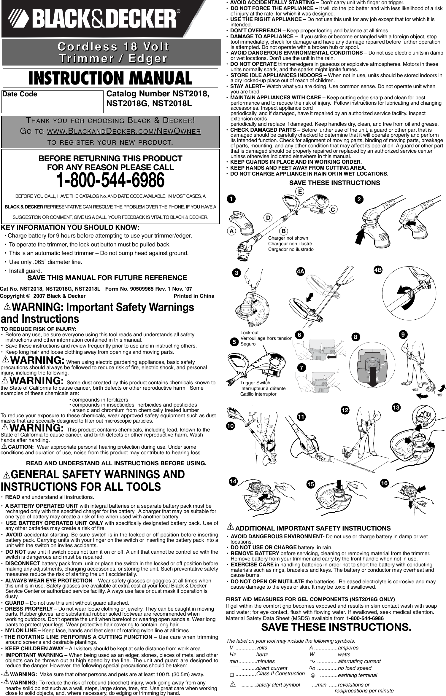 Black And Decker 90509965 Instruction Manual 01 Nst2018 Etc