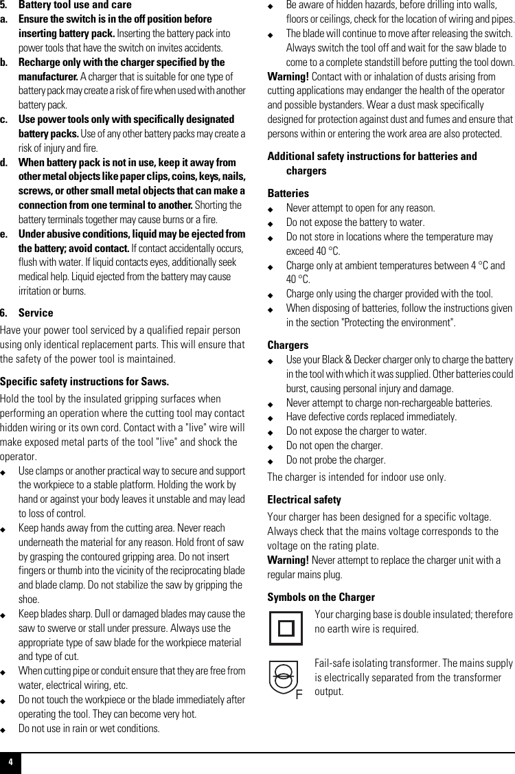 Page 4 of 12 - Black-And-Decker Black-And-Decker-90510288-Instruction-Manual- CHS6000 Powered Hand Saw UK  Black-and-decker-90510288-instruction-manual