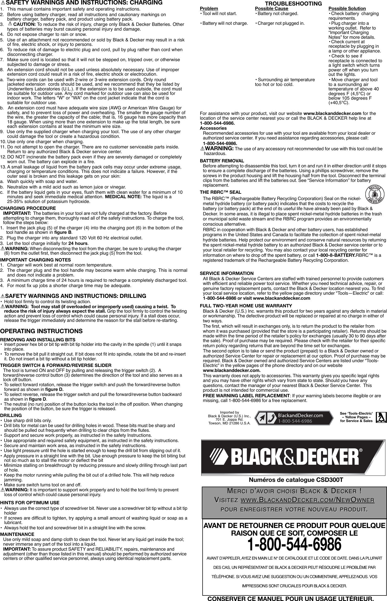 Page 2 of 6 - Black-And-Decker Black-And-Decker-90521837-Instruction-Manual- 90521837 CSD300T Manual REVISED  Black-and-decker-90521837-instruction-manual