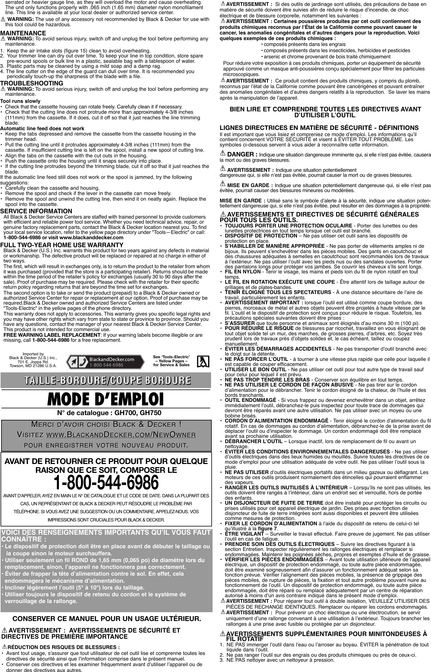 Page 3 of 6 - Black-And-Decker Black-And-Decker-90524916-Instruction-Manual- 90524916 01 GH700-750 REVISED  Black-and-decker-90524916-instruction-manual