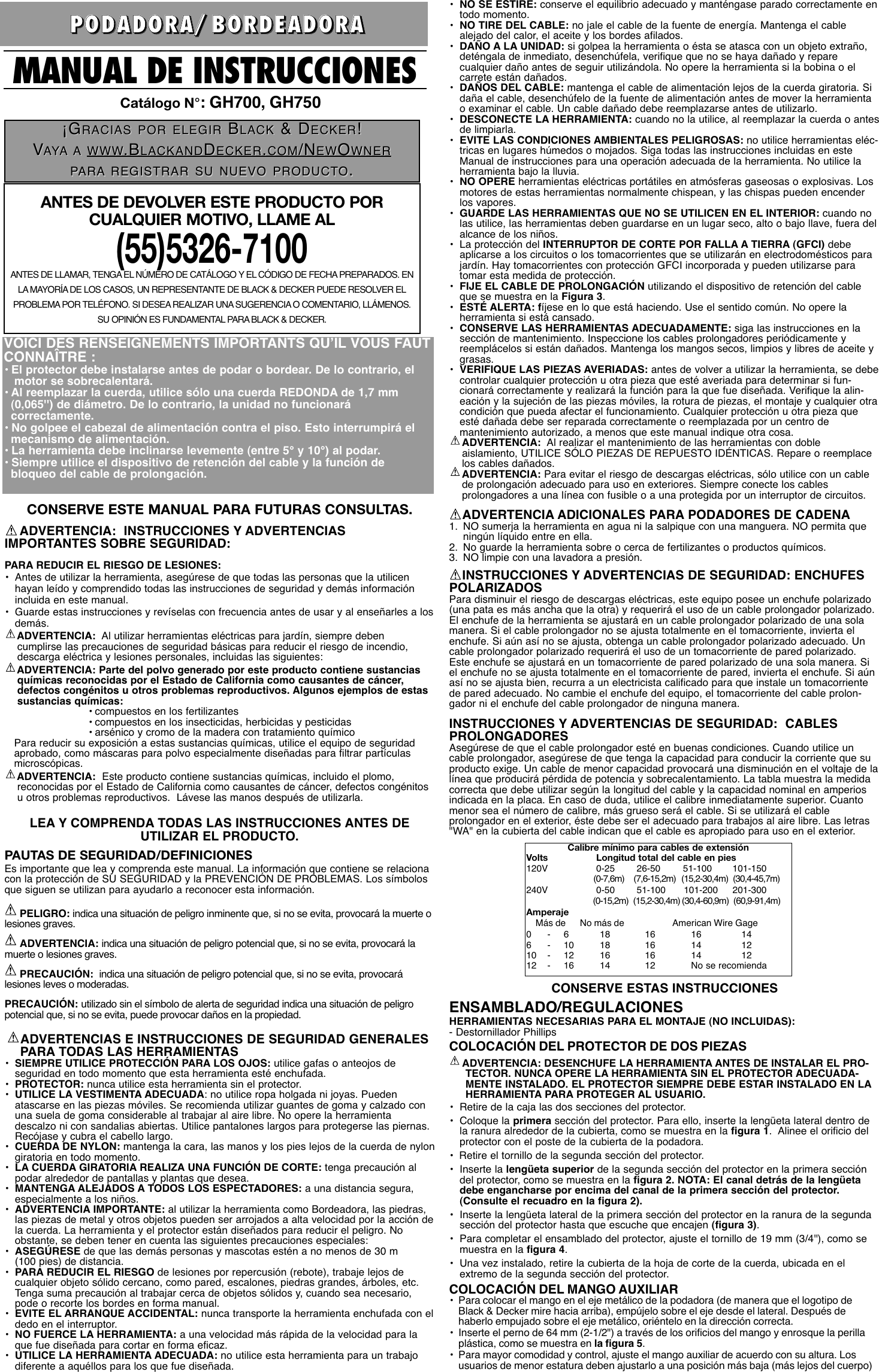 Page 5 of 6 - Black-And-Decker Black-And-Decker-90524916-Instruction-Manual- 90524916 01 GH700-750 REVISED  Black-and-decker-90524916-instruction-manual