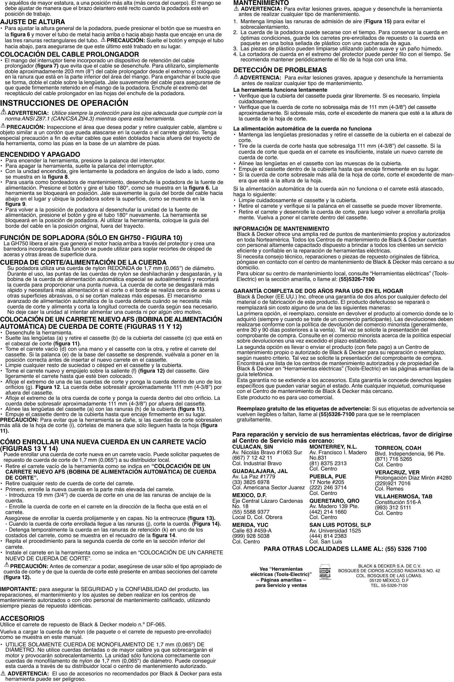 Page 6 of 6 - Black-And-Decker Black-And-Decker-90524916-Instruction-Manual- 90524916 01 GH700-750 REVISED  Black-and-decker-90524916-instruction-manual