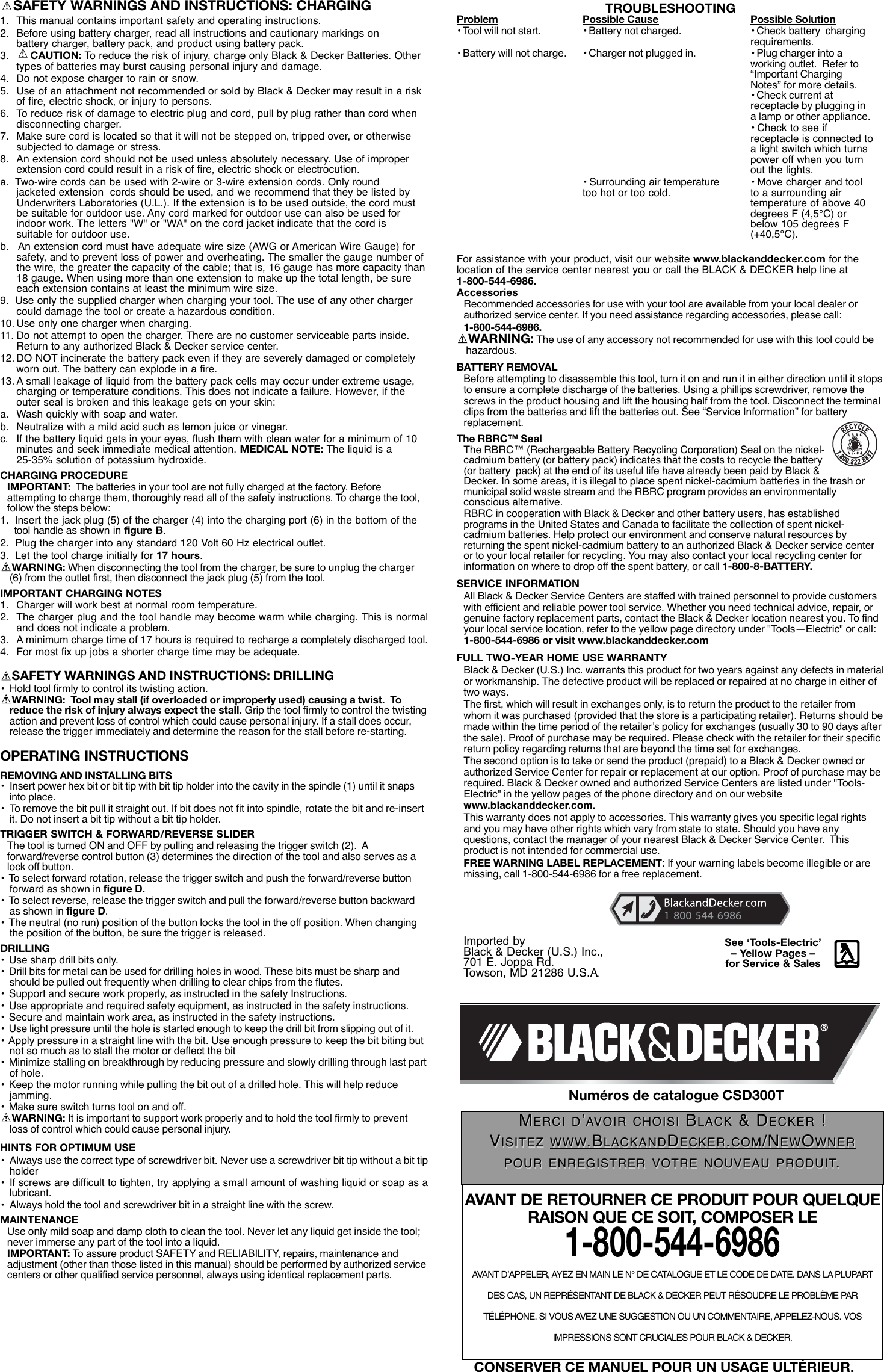 Page 2 of 6 - Black-And-Decker Black-And-Decker-90530144-Instruction-Manual- 90530144 CSD300T Manual REVISED  Black-and-decker-90530144-instruction-manual