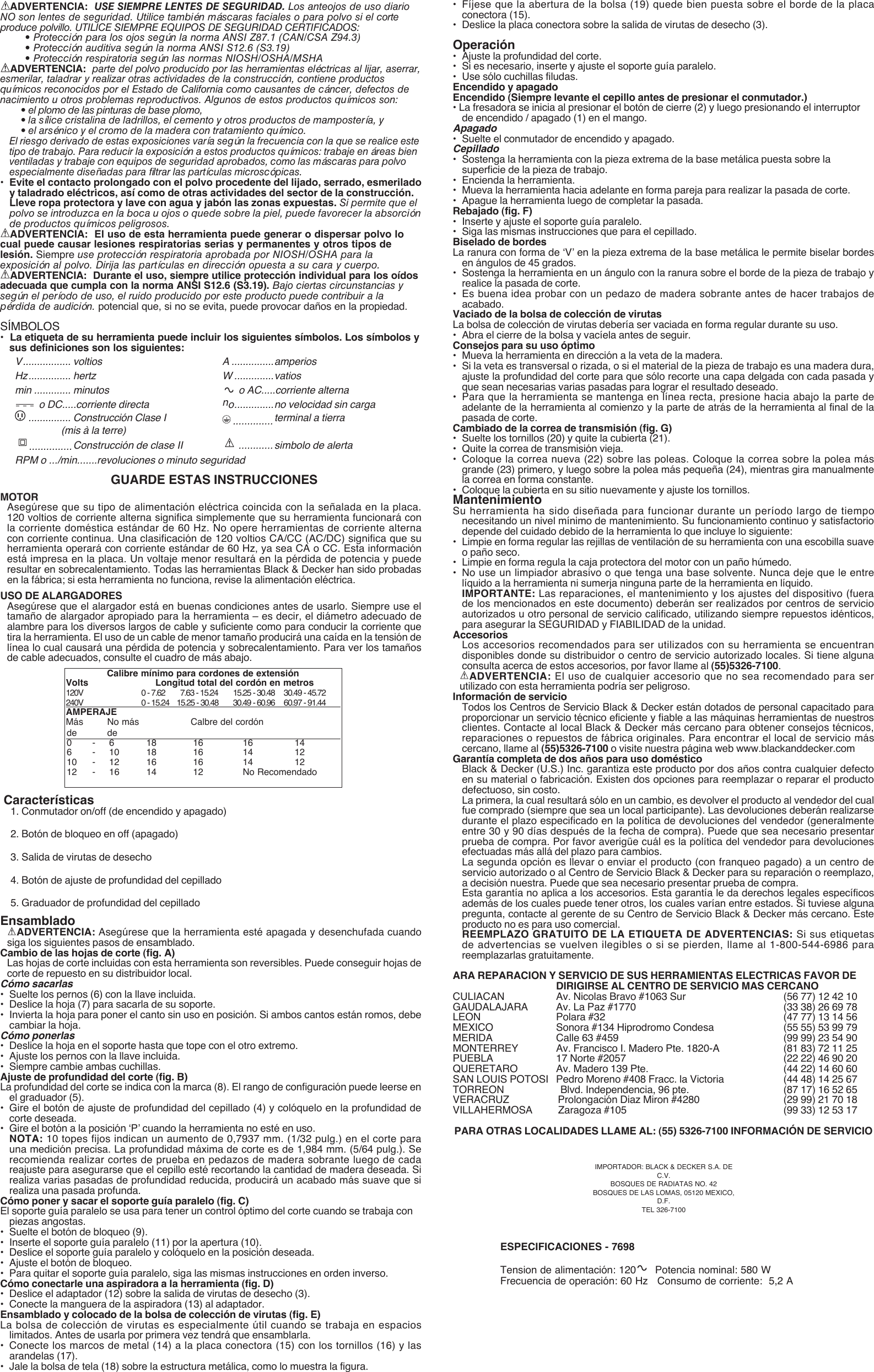 Page 5 of 5 - Black-And-Decker Black-And-Decker-Black-And-Decker-Planer-7698K-Users-Manual-  Black-and-decker-black-and-decker-planer-7698k-users-manual