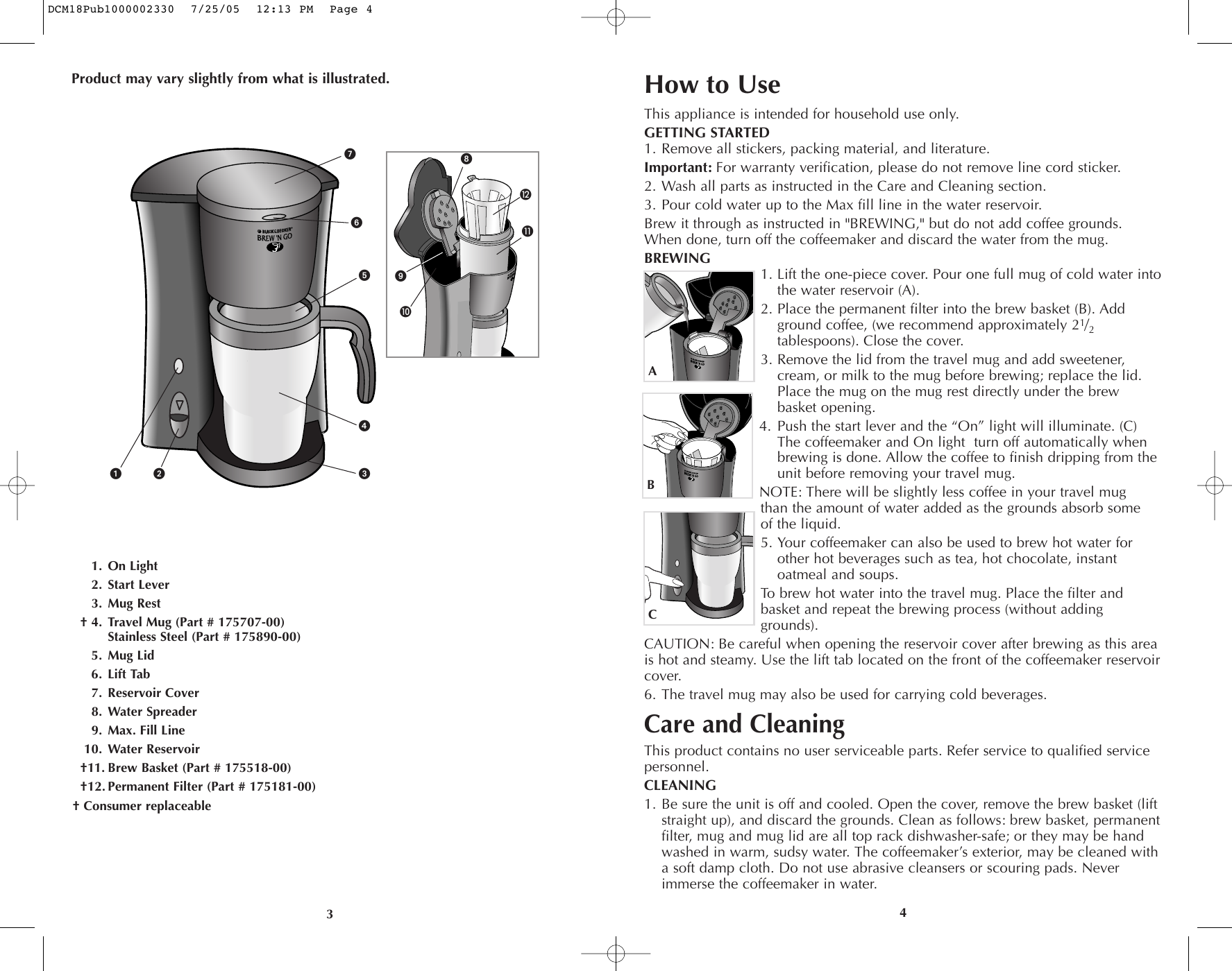 Black And Decker Brew N Go Dcm18 Users Manual