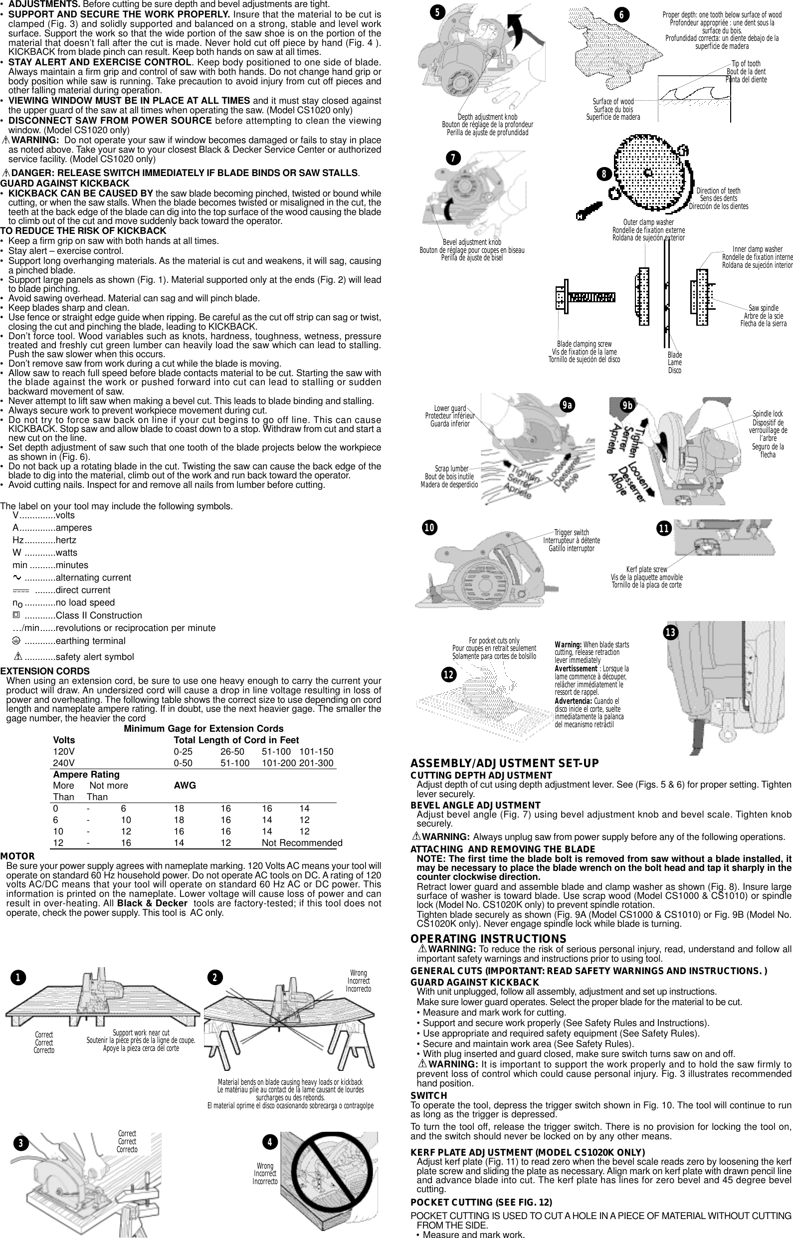 Black And Decker Cs1010 Instruction Manual 605806 00 CS1000 For CHINA